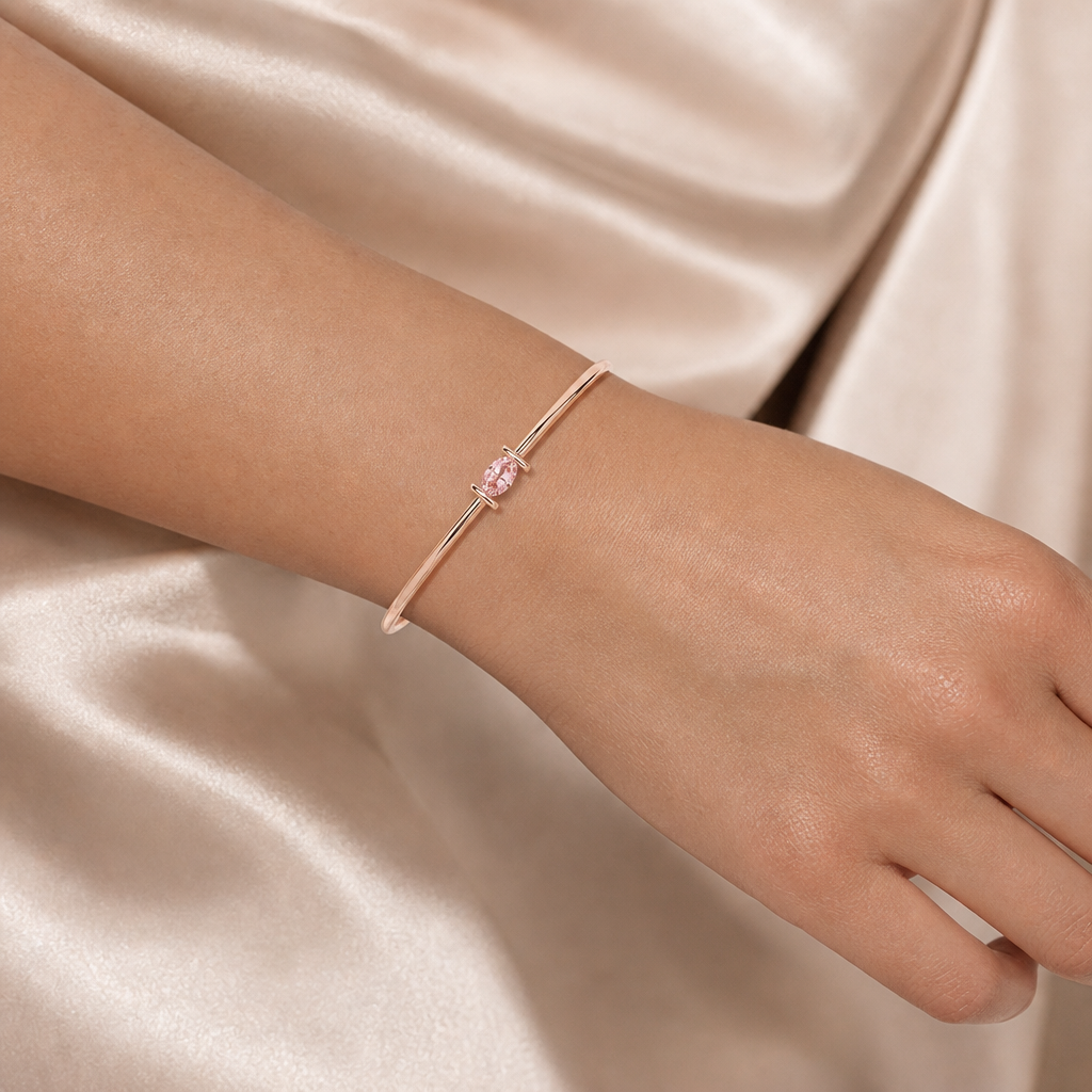Rosé Halo Oval Open Cuff Bracelet view 2