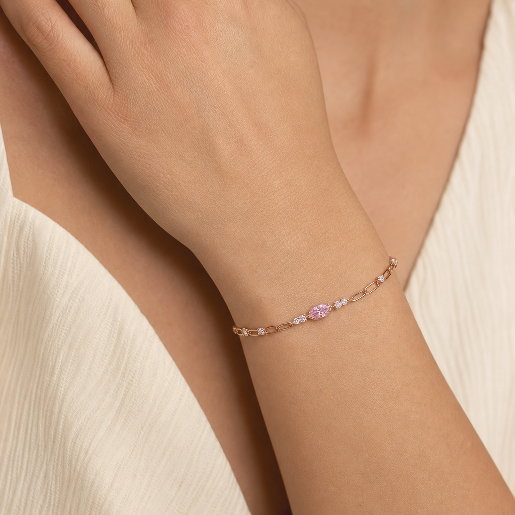 Rose Vow Marquise Paperclip Bracelet view 2