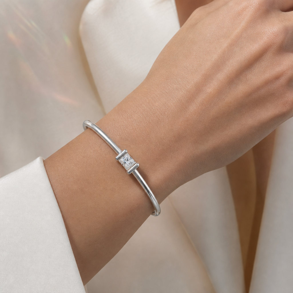 Solstice Prism Princess Diamond Open Cuff Bracelet view 2