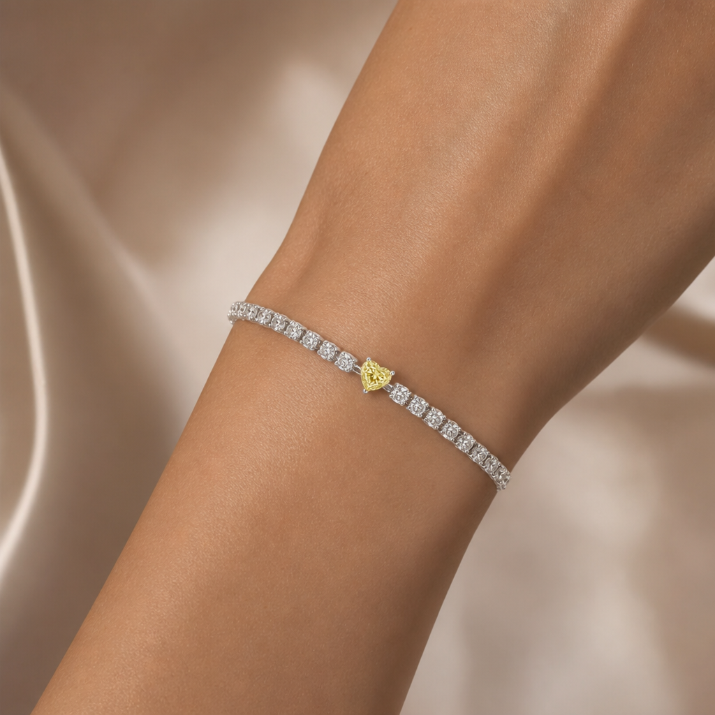 Seren Yellow Diamond Heart Line Bracelet view 2