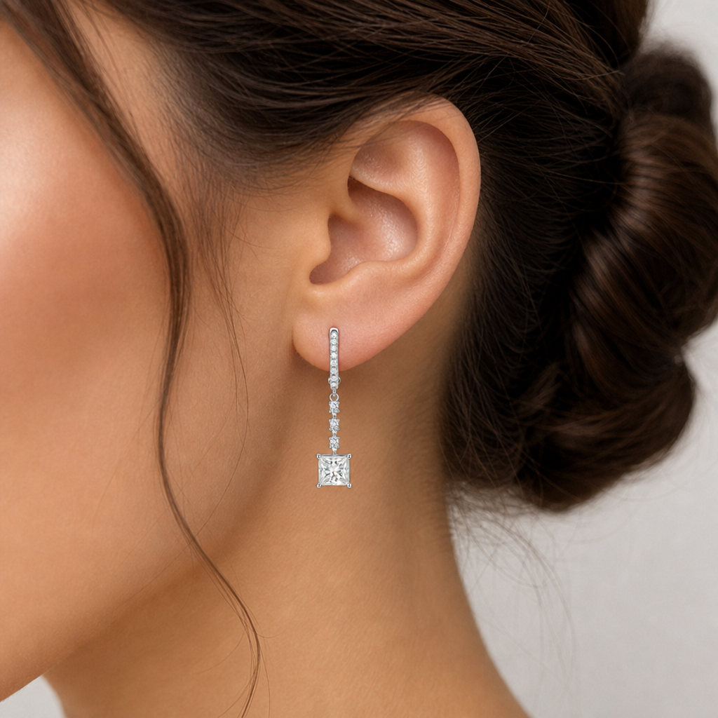 Luminous Halo Princess Drop Earrings view 2