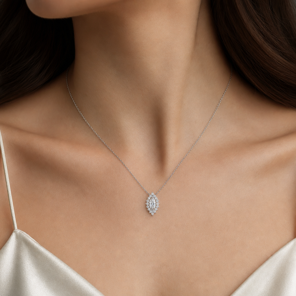 Étoile Marquise Diamond Ribbon Charm Necklace view 2