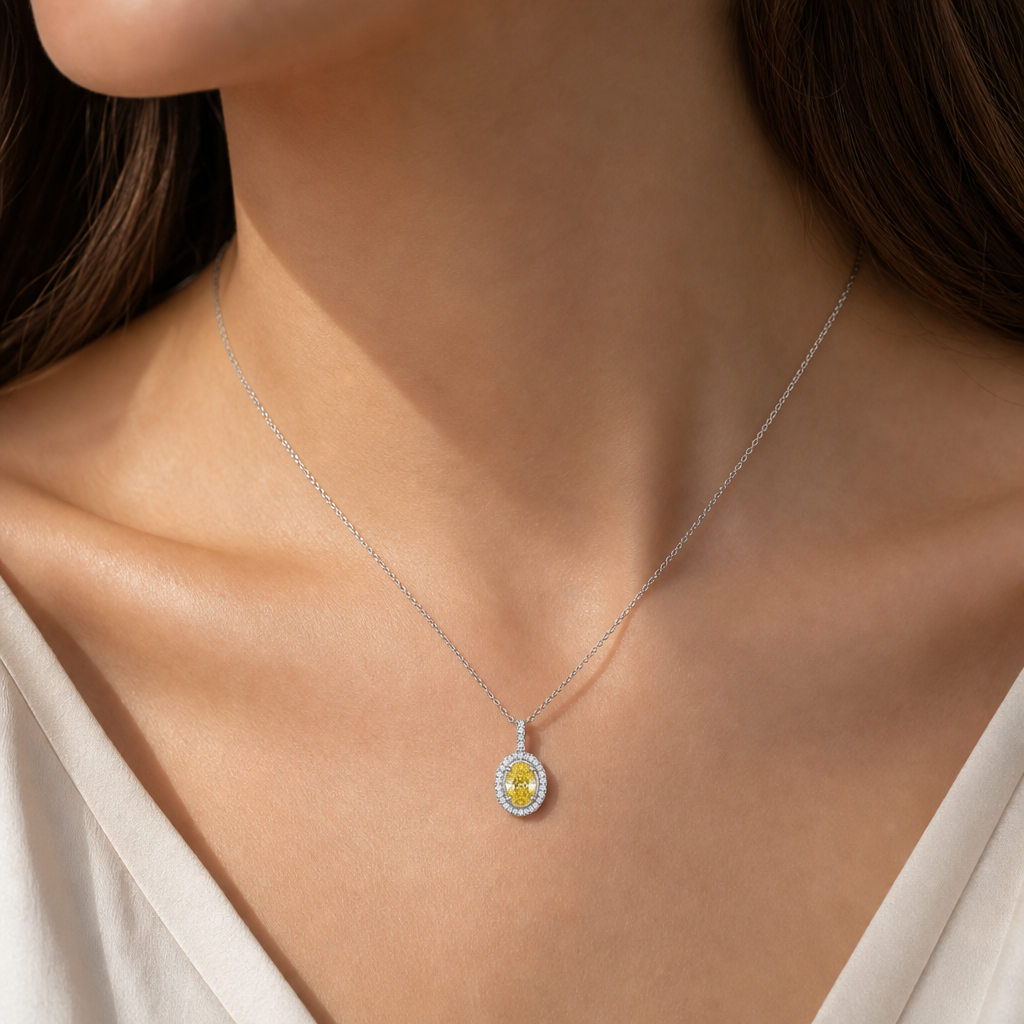 Golden Muse Oval Diamond Layering Charm Necklace view 2