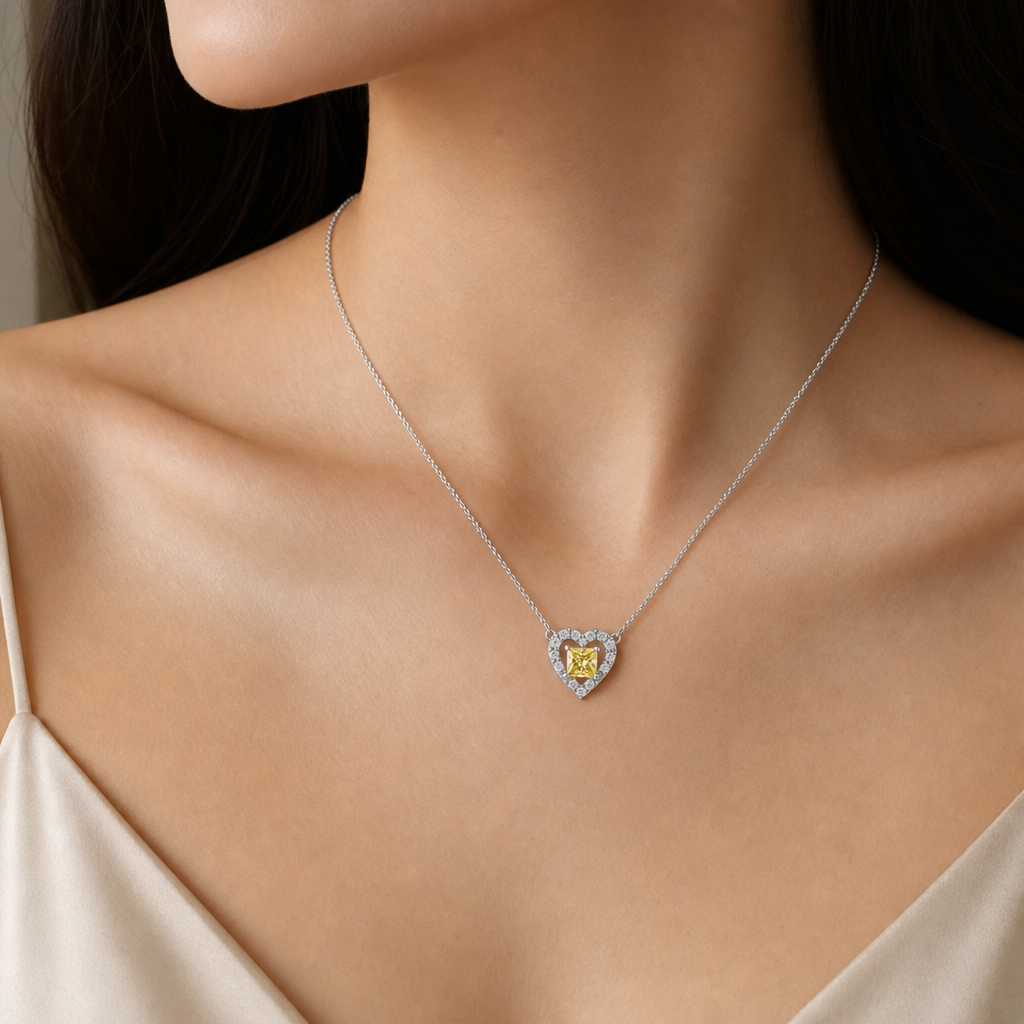 Golden Bloom Princess Heart Necklace view 2