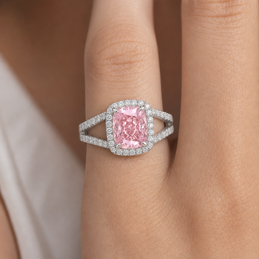 Rosé Crescent Cushion Split Shank Ring view 2