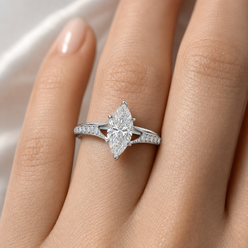 Celestial Drift Marquise Cathedral Ring view 2