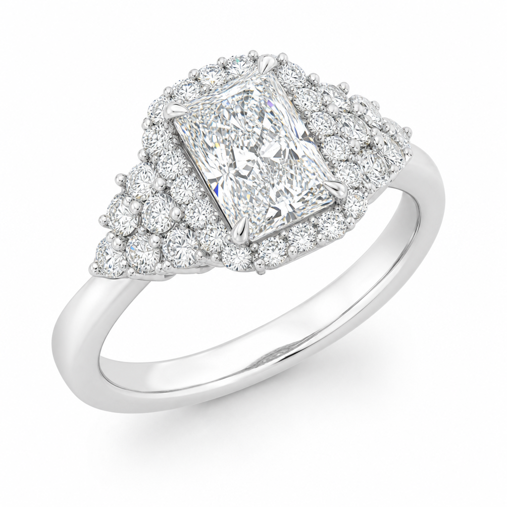 Vela Petite Radiant Cluster Diamond Ring view 2