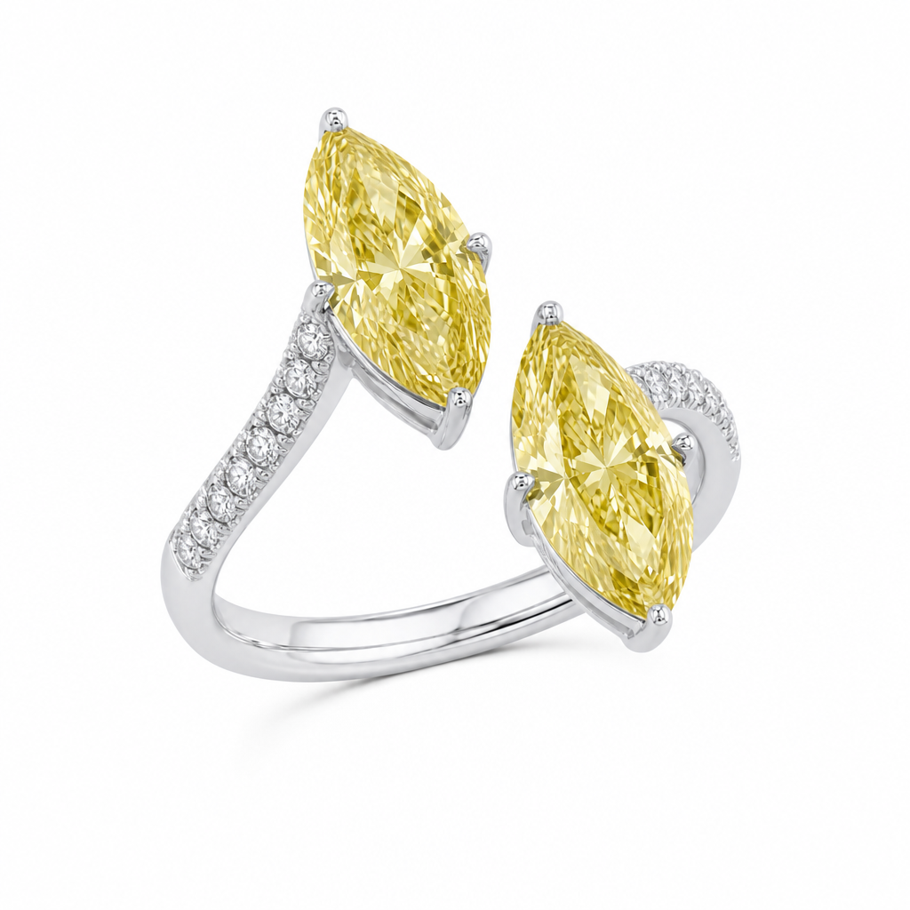 Solstice Drift Marquise Yellow Diamond Bypass Ring view 2