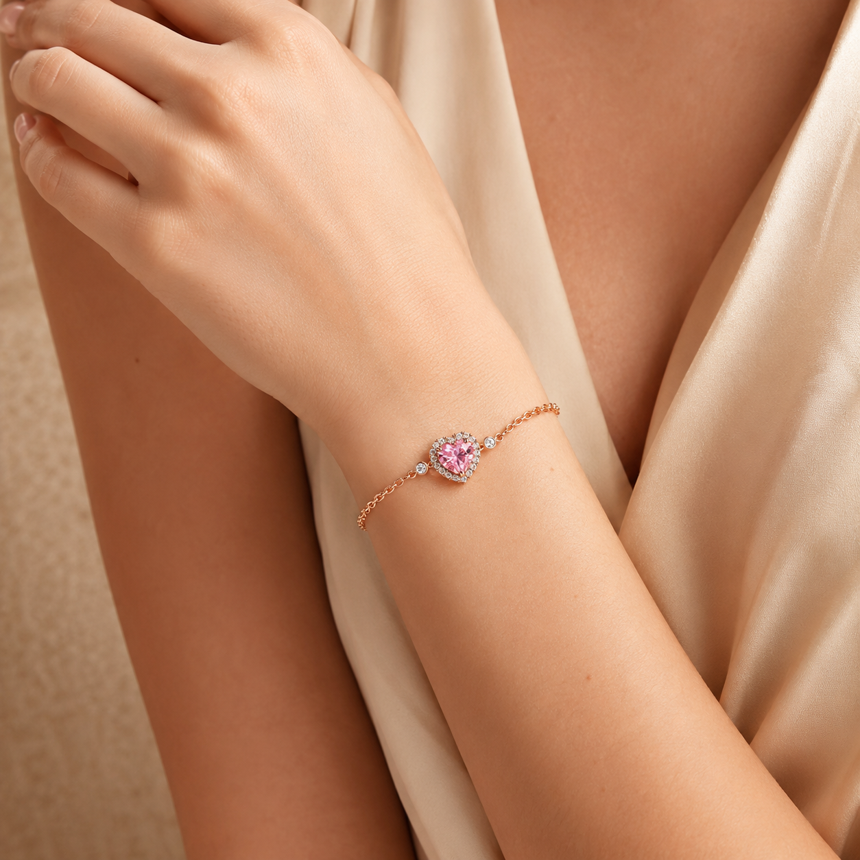 Pink Diamond East-West Emerald Bracelet view 2