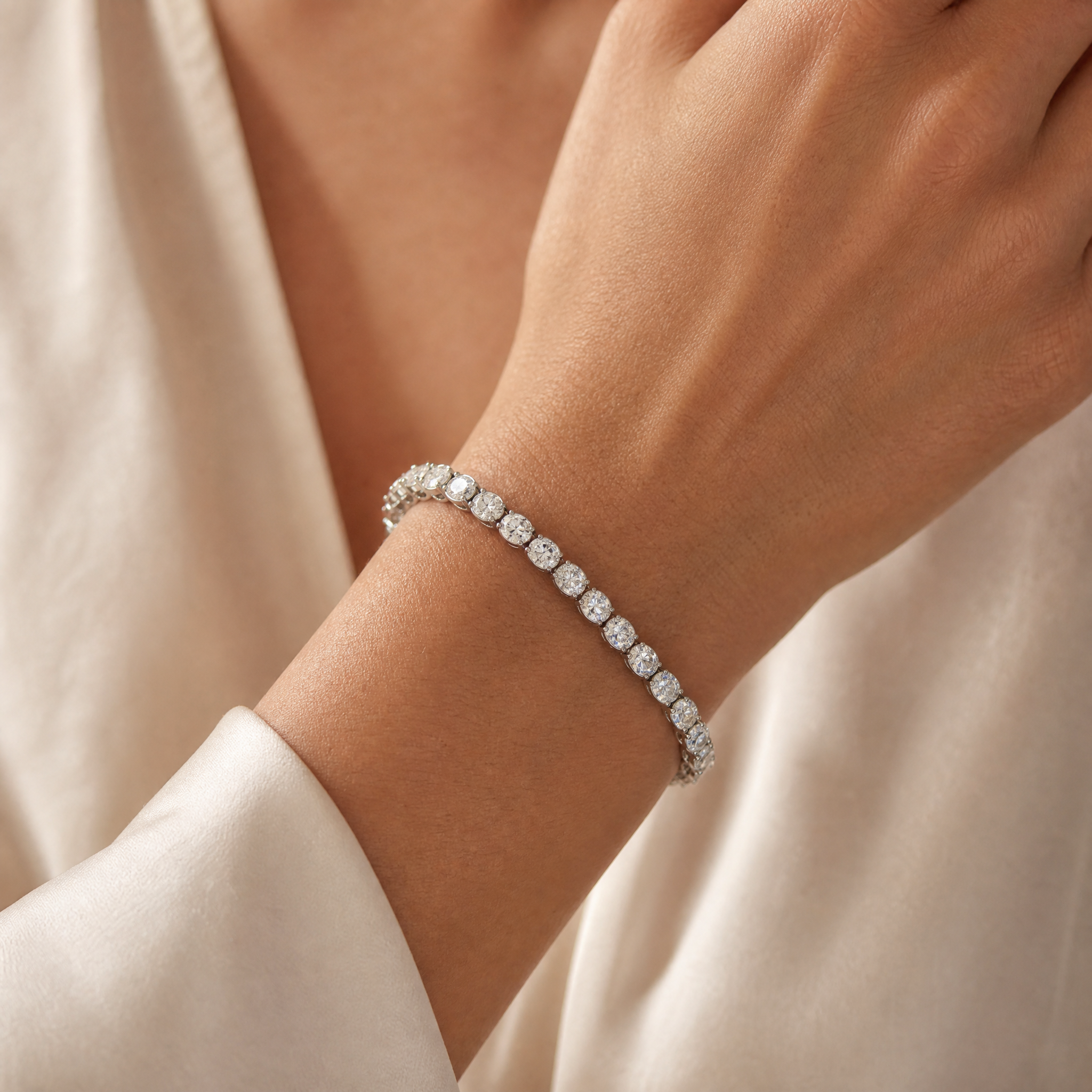 Oval Diamond Tennis Bracelet view 2