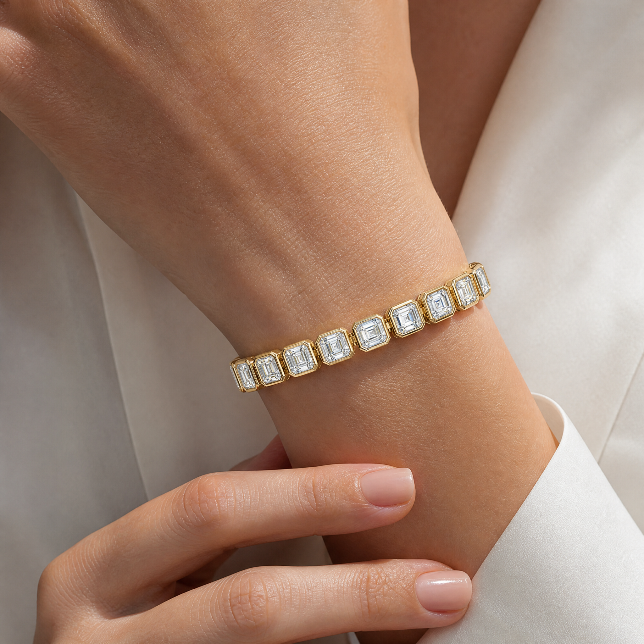 Emerald Bezel Link Bracelet view 2