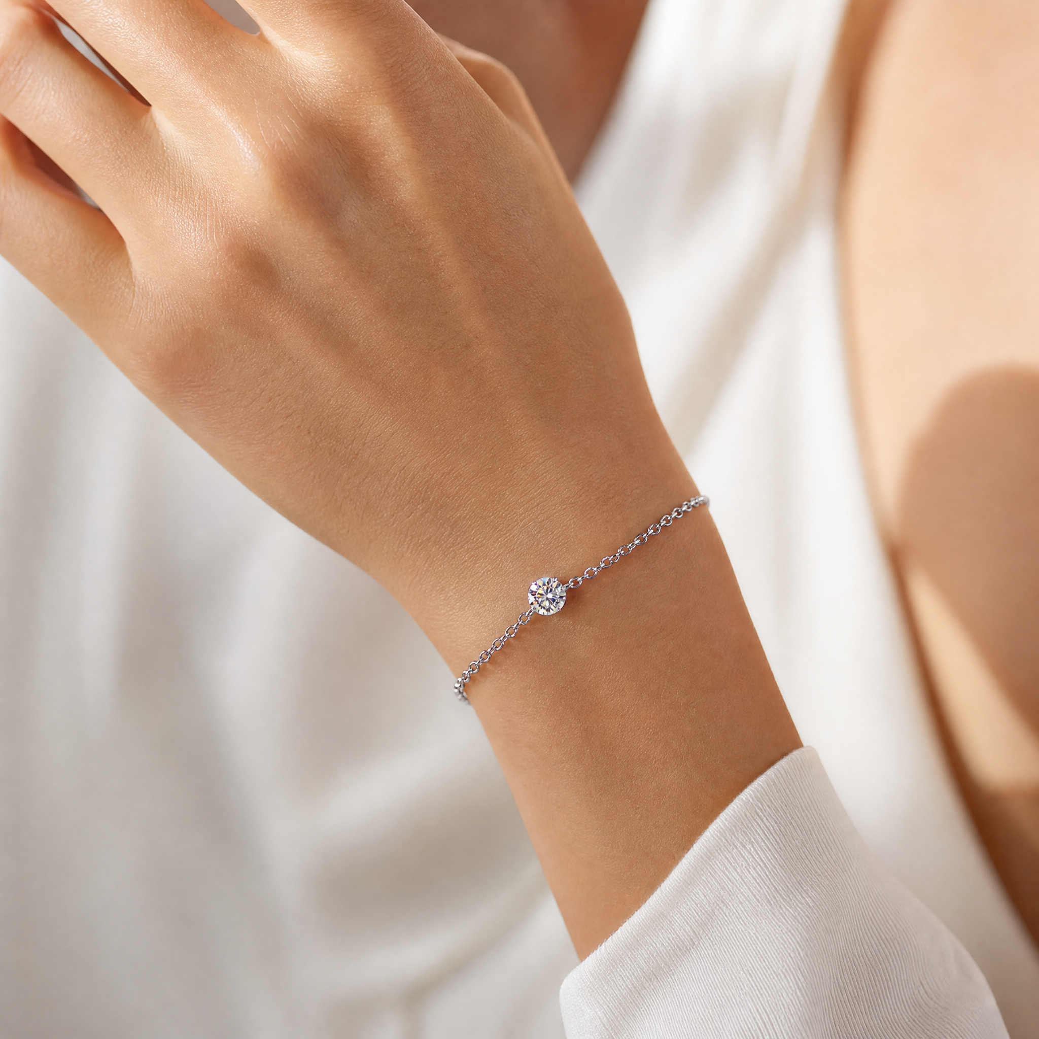 Floating Solitaire Chain Bracelet view 2