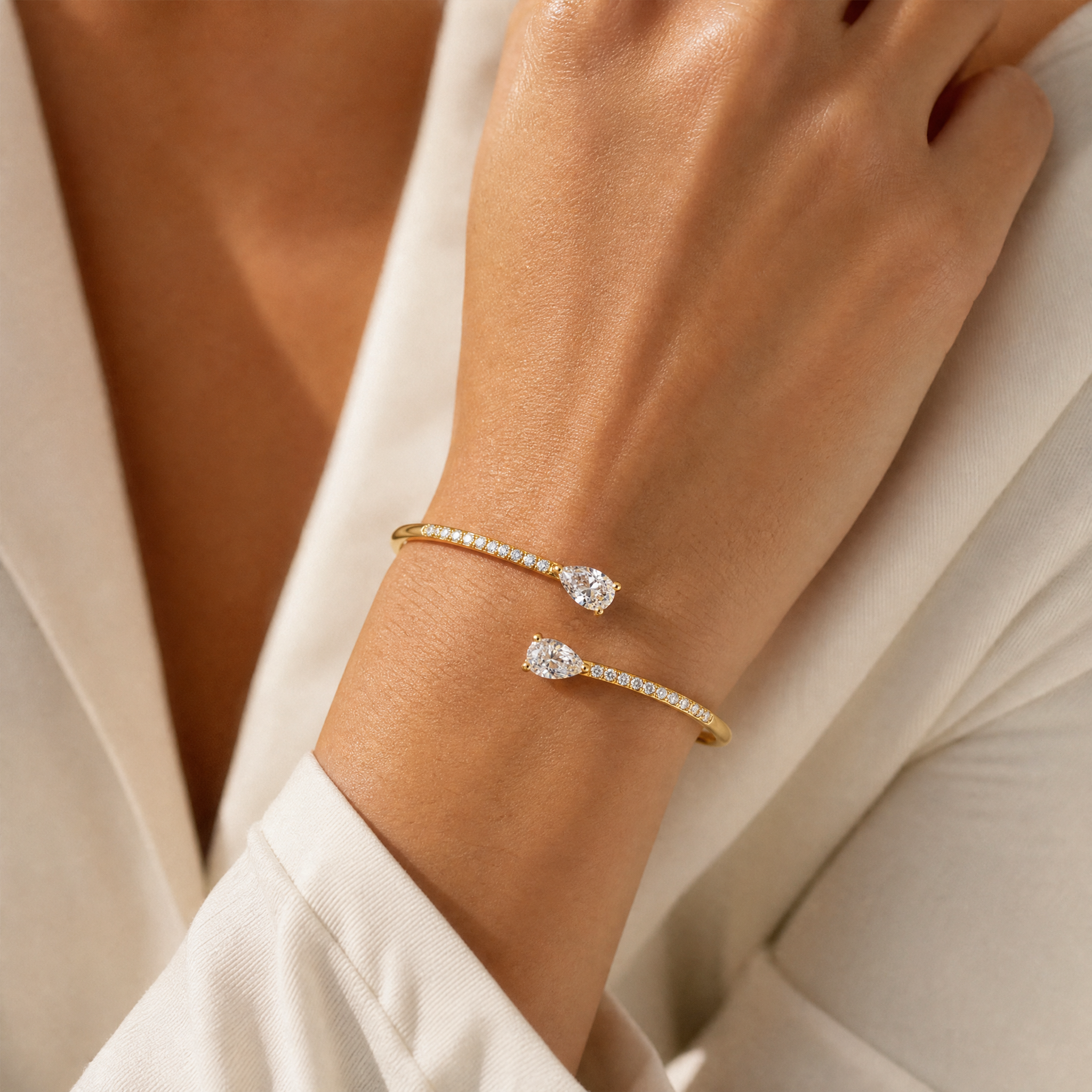 Open Bypass Diamond Bracelet view 2