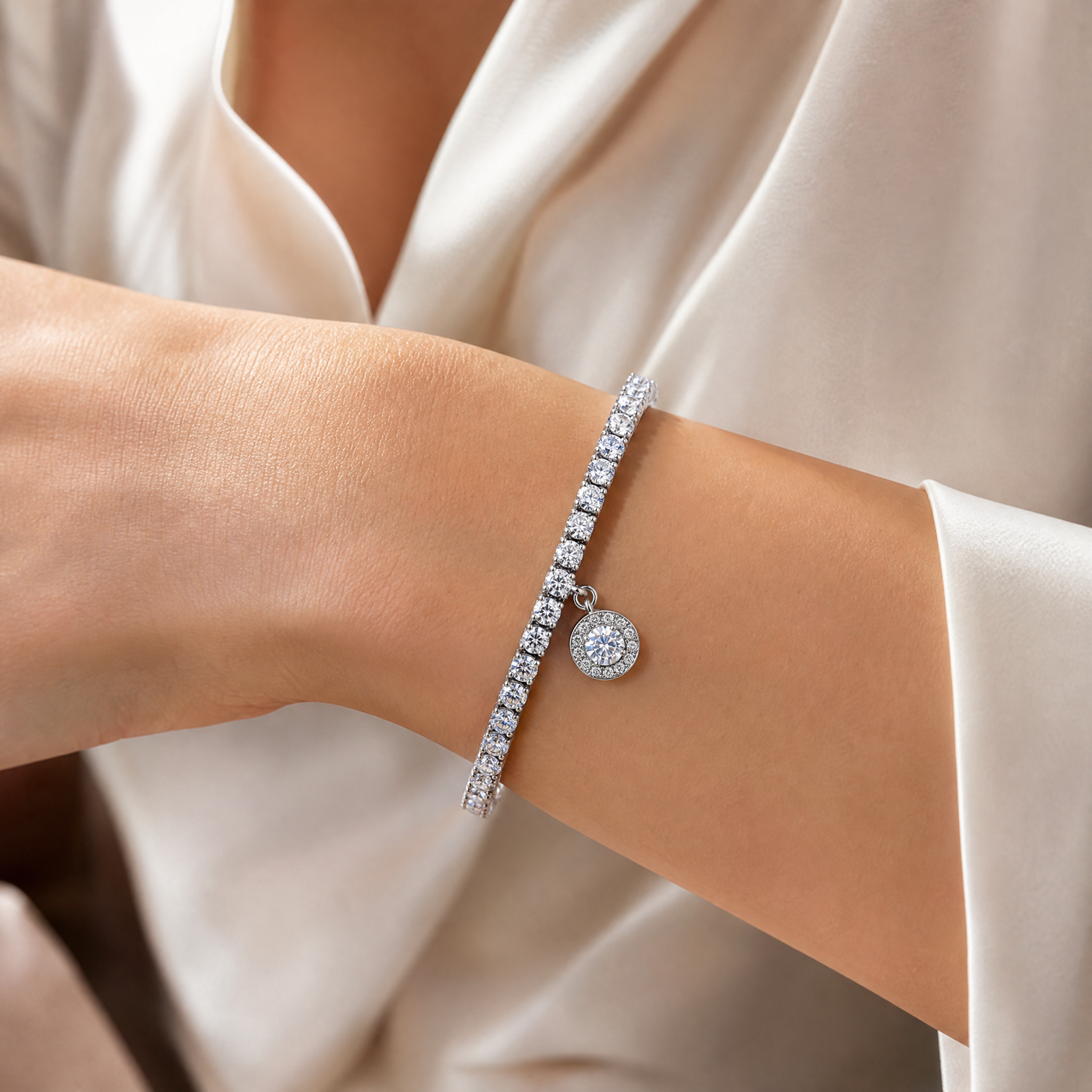 Luxury Diamond Charm Tennis Bracelet view 2