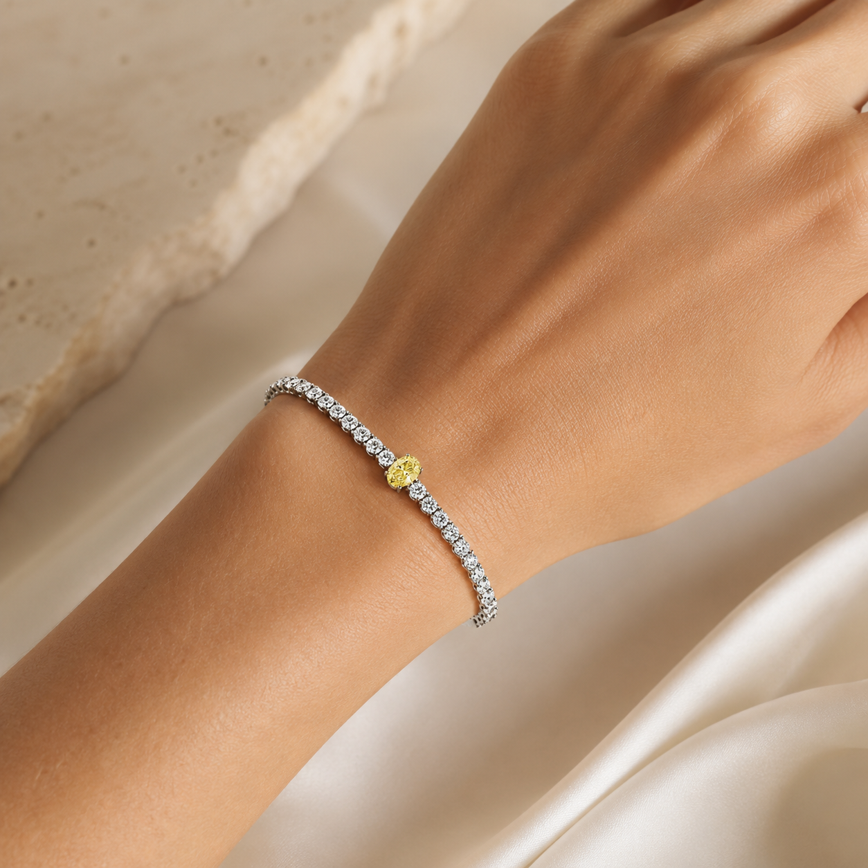 Yellow Diamond Tennis Bracelet view 2