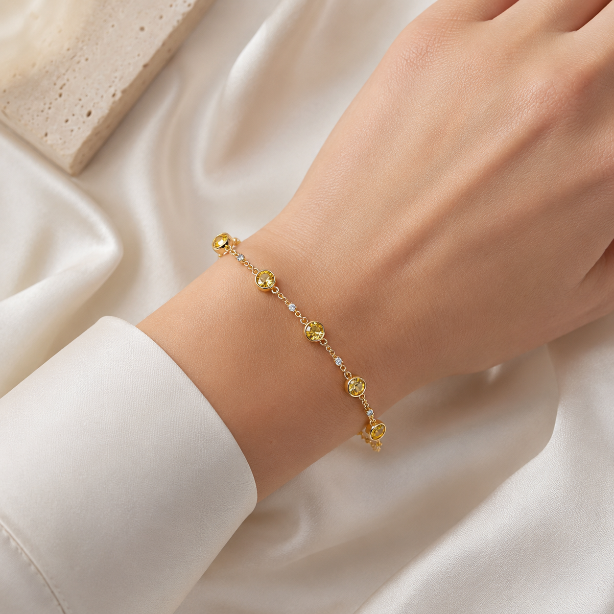 Yellow Bezel Station Bracelet view 2