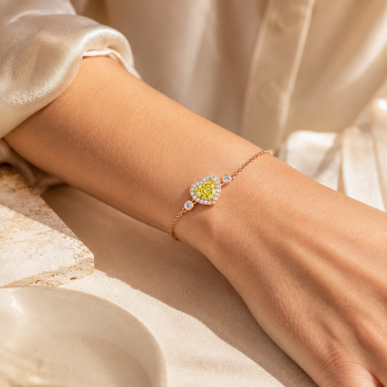 Yellow Heart Halo Bracelet view 2