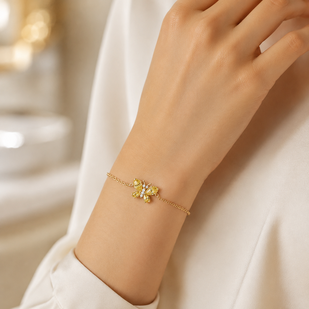 Yellow Butterfly Bracelet view 2