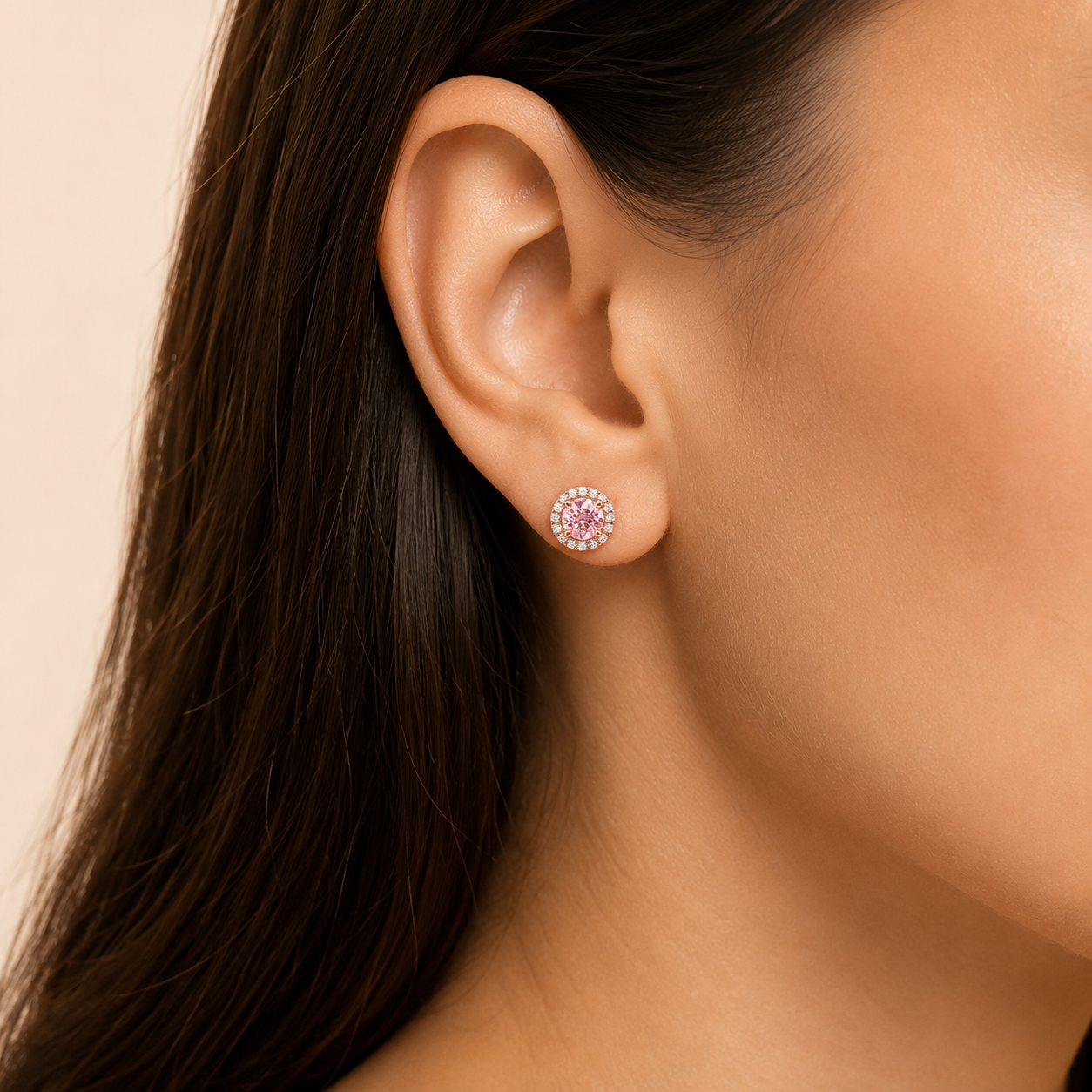 Blush Halo Stud Earrings view 2