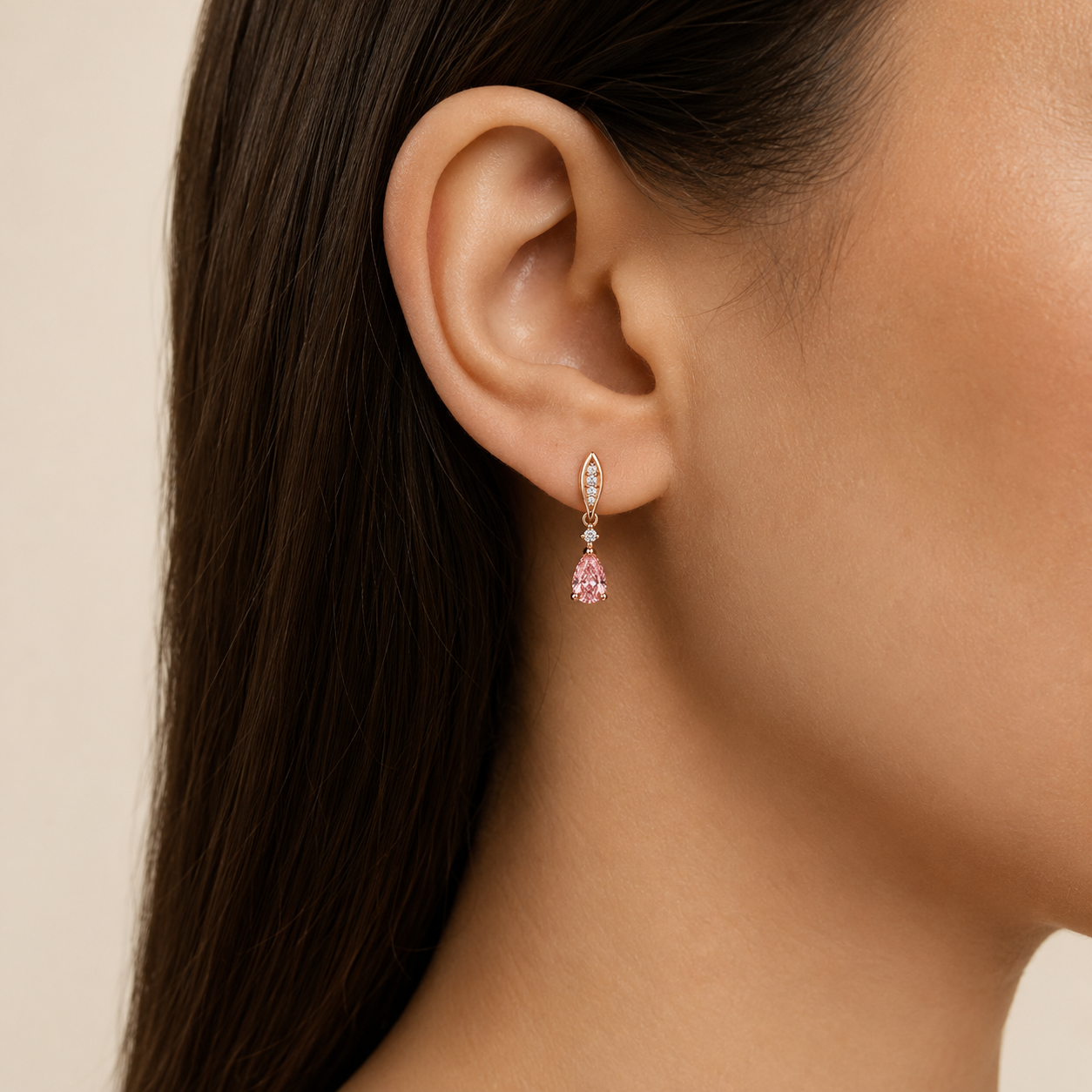 Rosé Teardrop Dangle Earrings view 2