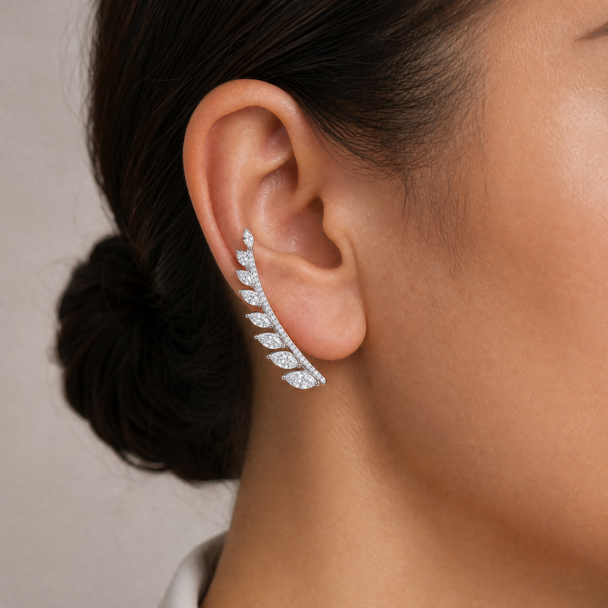 Marquise Diamond Climber Earrings view 2