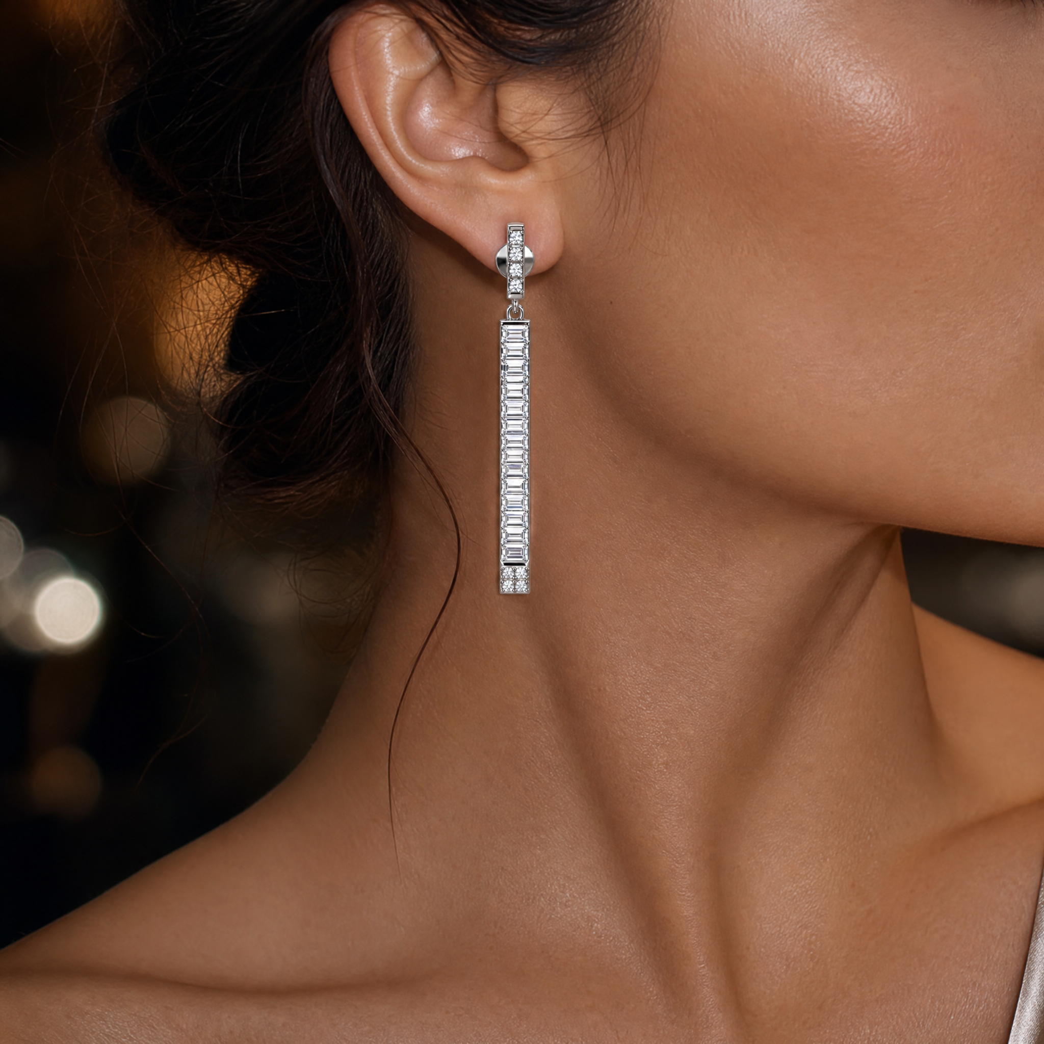 Baguette Bar Drop Earrings view 2