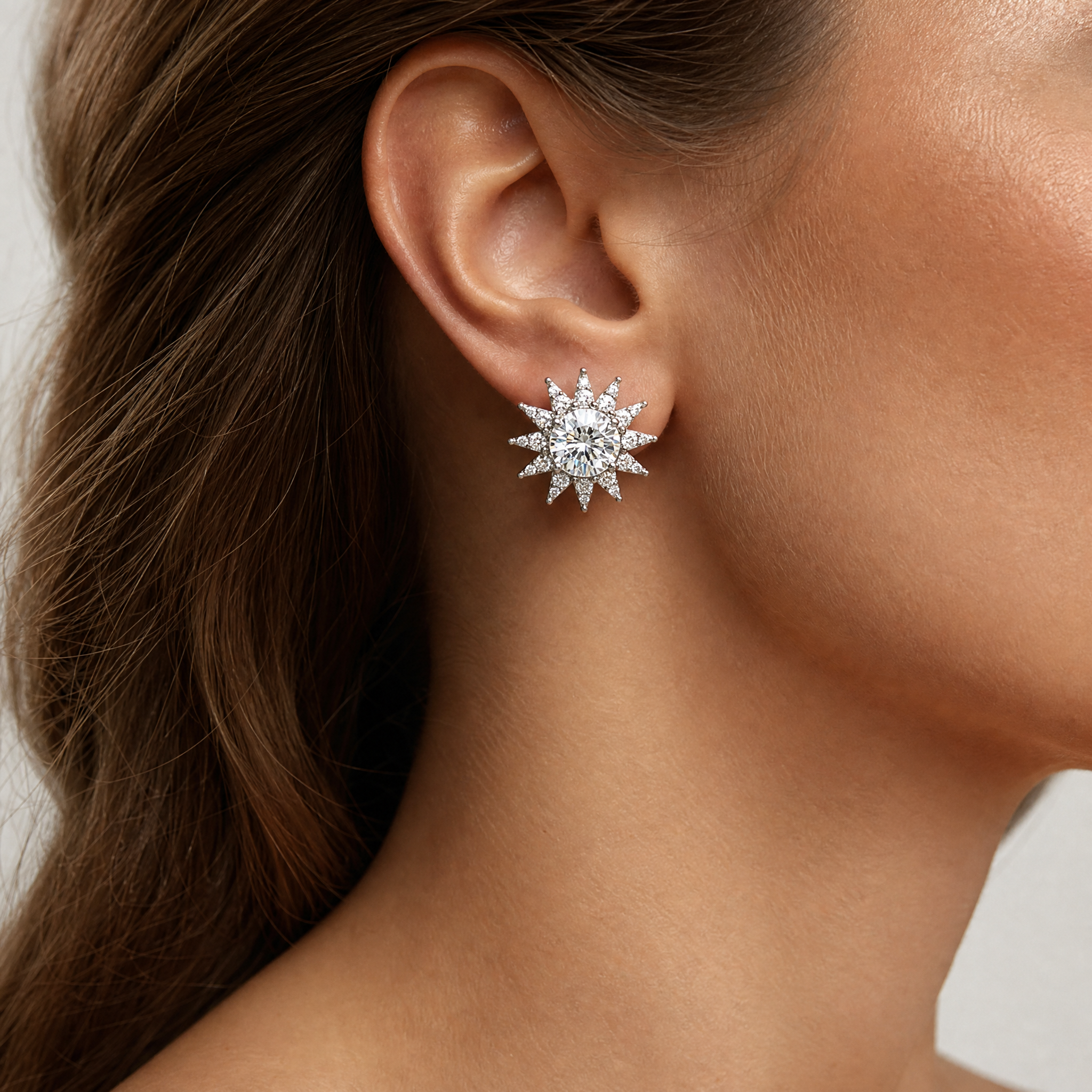 Diamond Starburst Stud Earrings view 2
