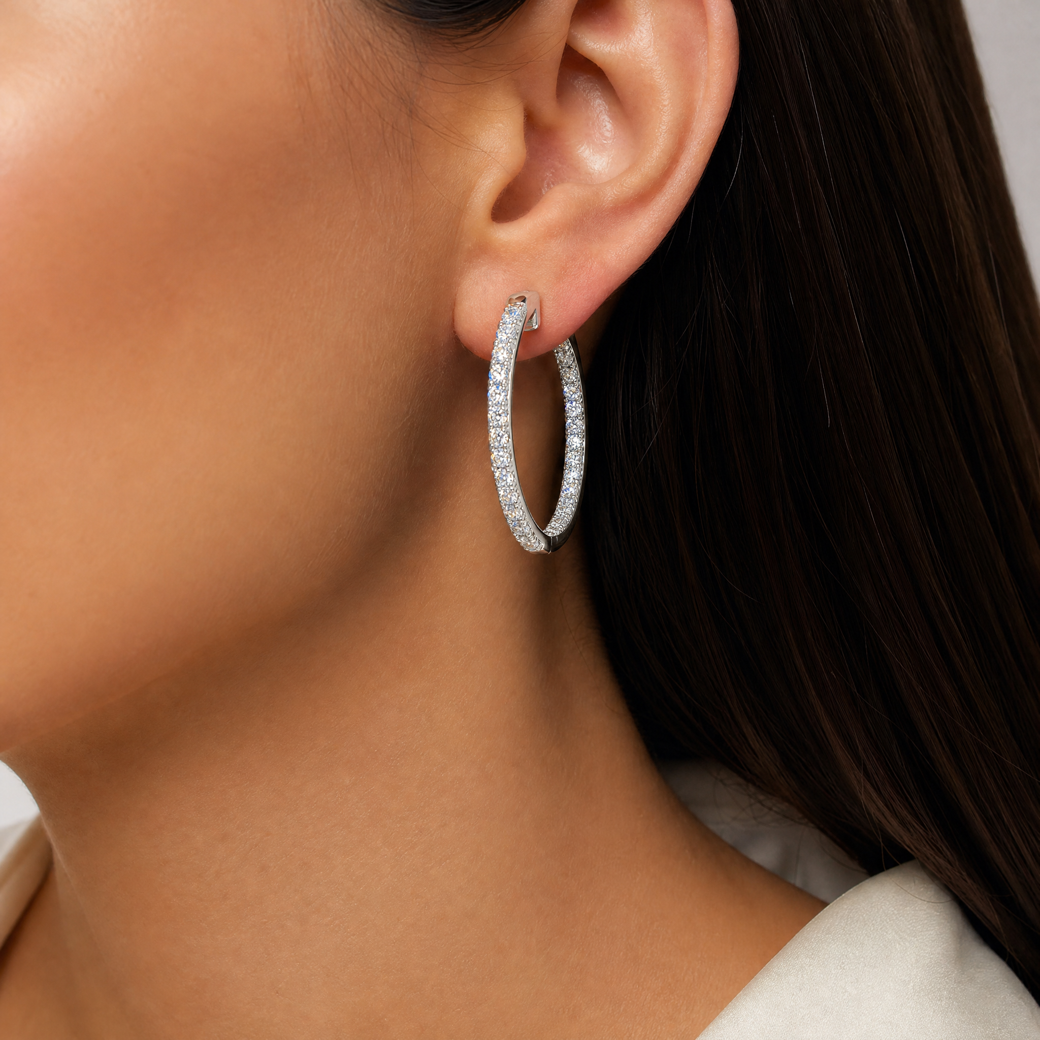 Diamond Hoop Earrings view 2