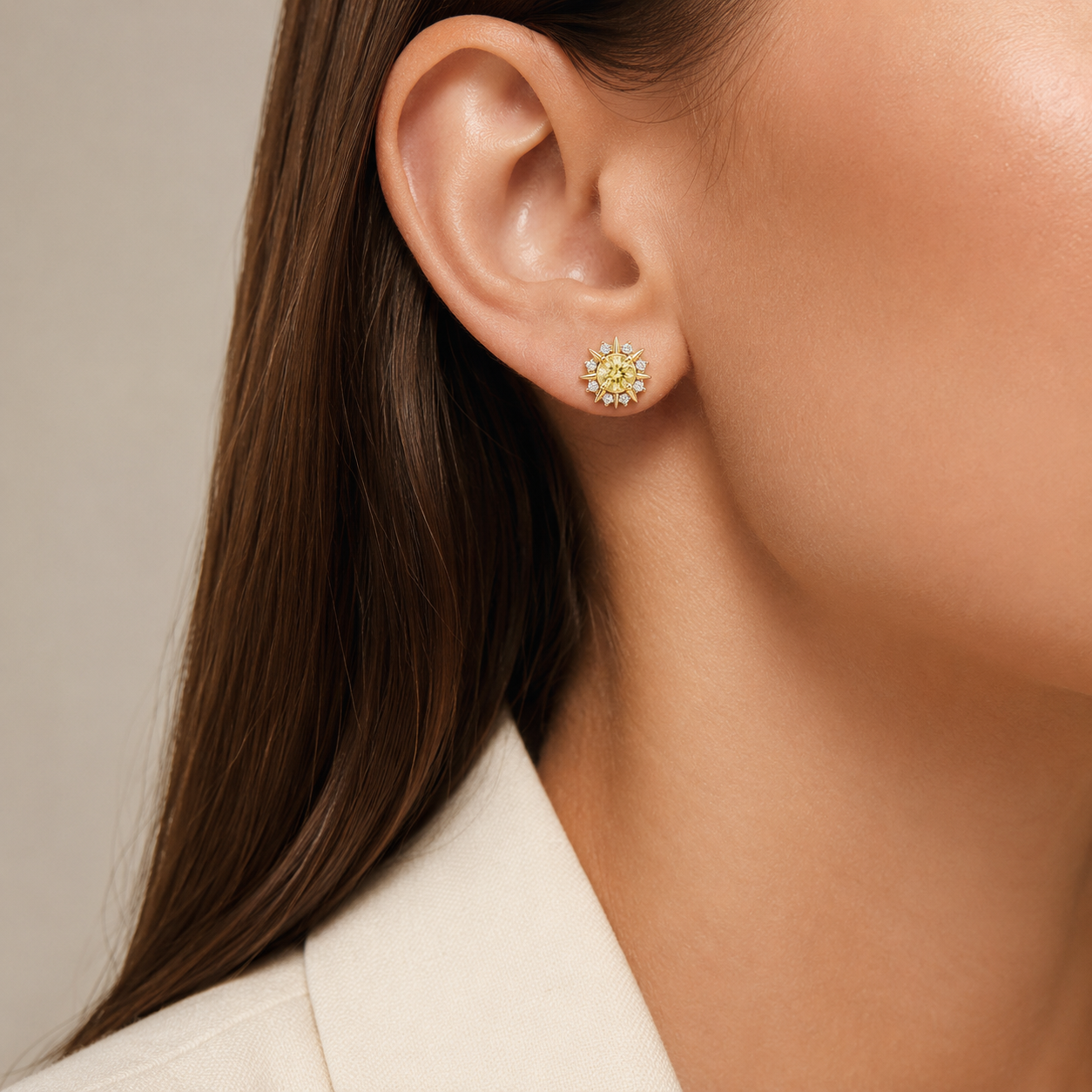 Sunbeam Halo Stud Earrings view 2