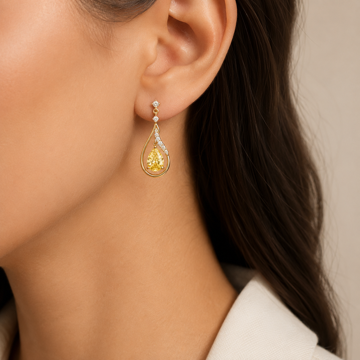 Floating Teardrop Dangle Earrings view 2