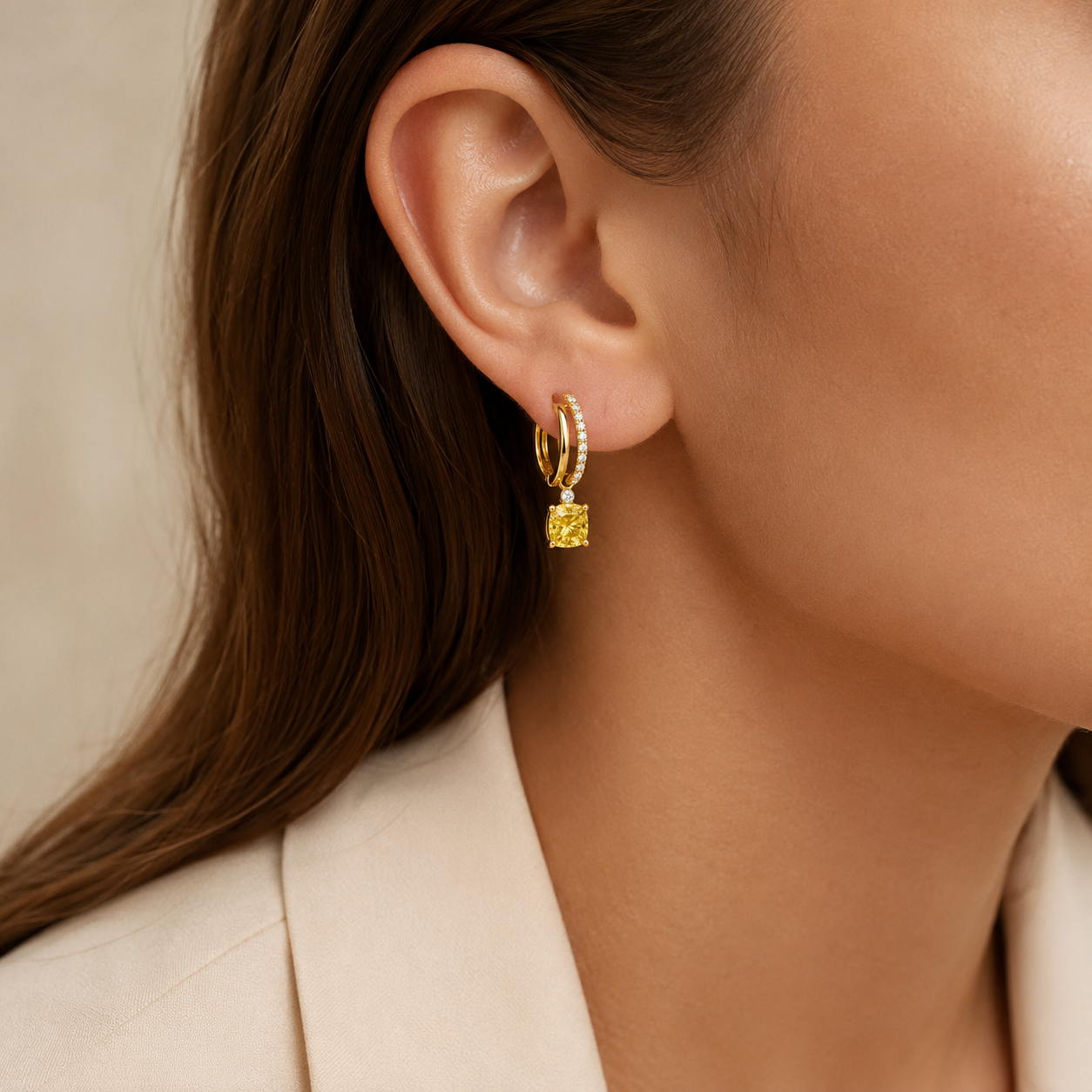 Double Hoop Charm Earrings view 2