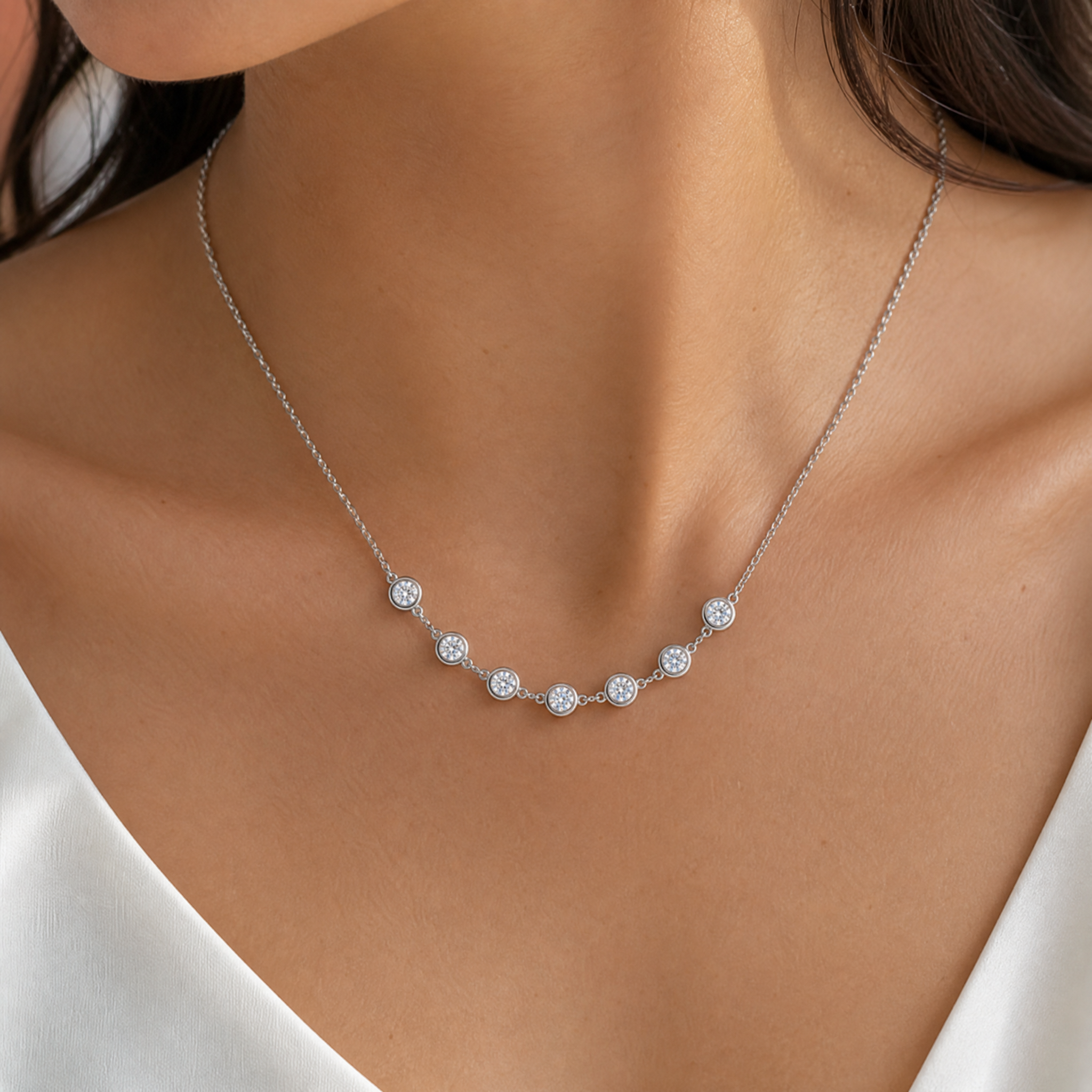 Seven-Diamond Station Necklace view 2