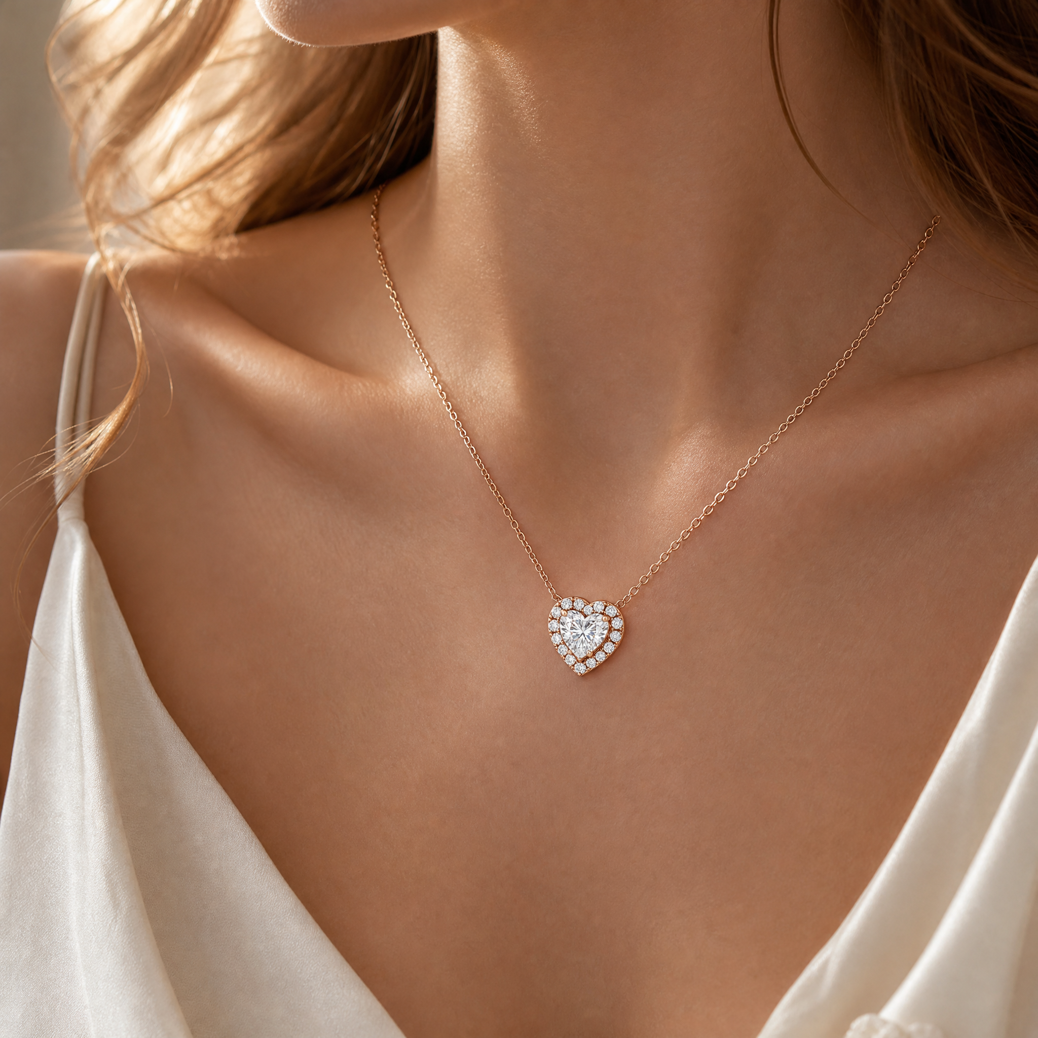 Heart Halo Pendant Necklace view 2