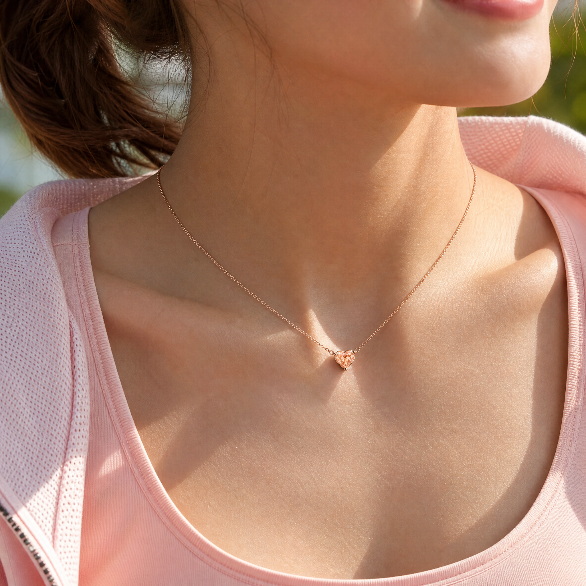Pink Heart Mini Pendant Necklace view 2