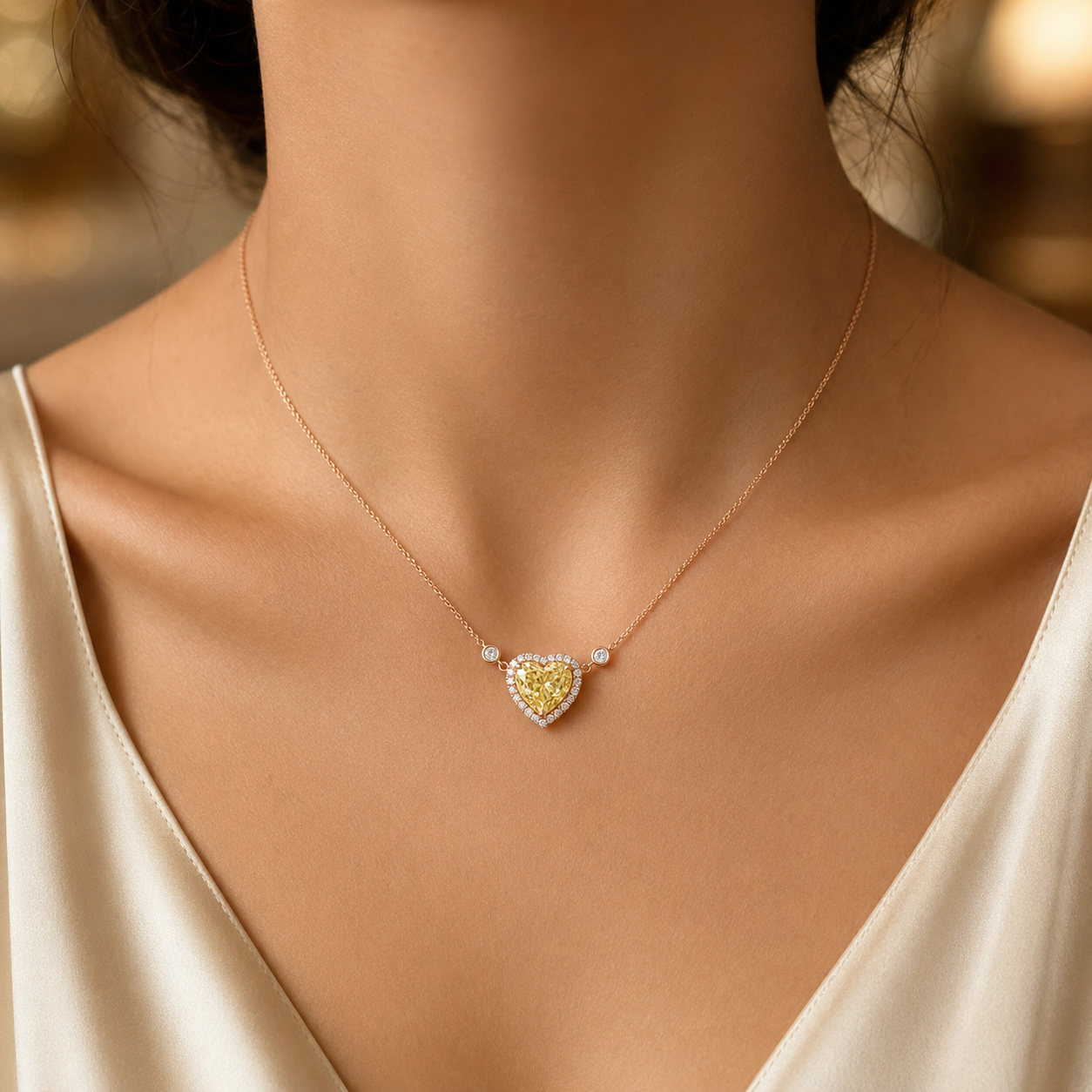Yellow Heart Halo Necklace view 2
