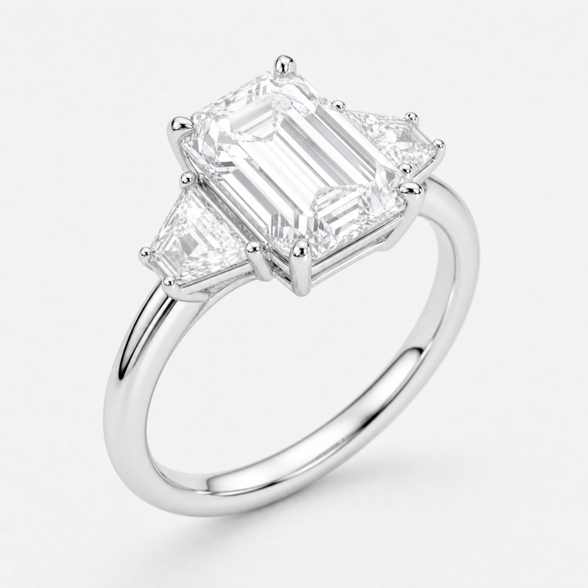Emerald Cut Three-Stone Ring view 2