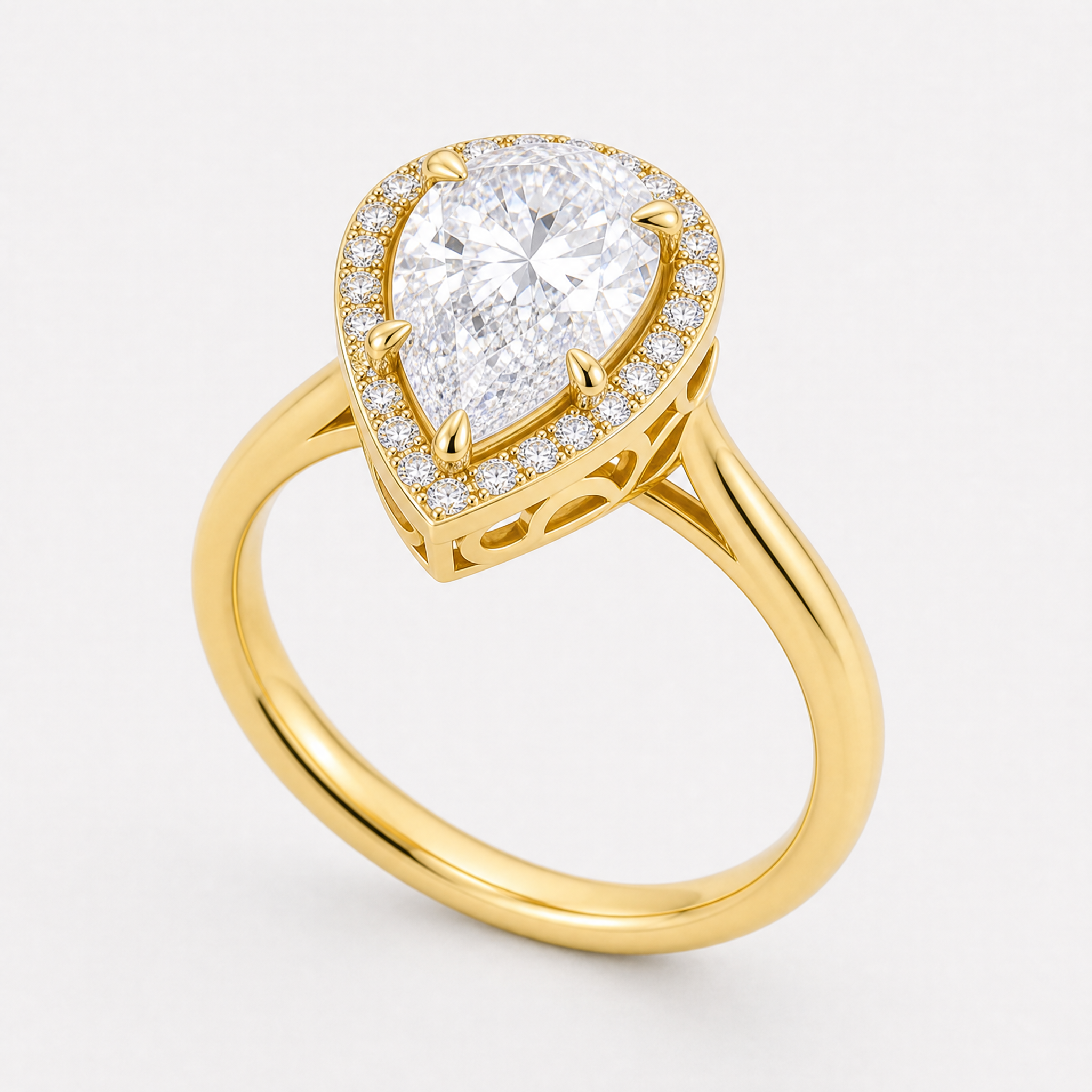 Pear Halo Ring view 2