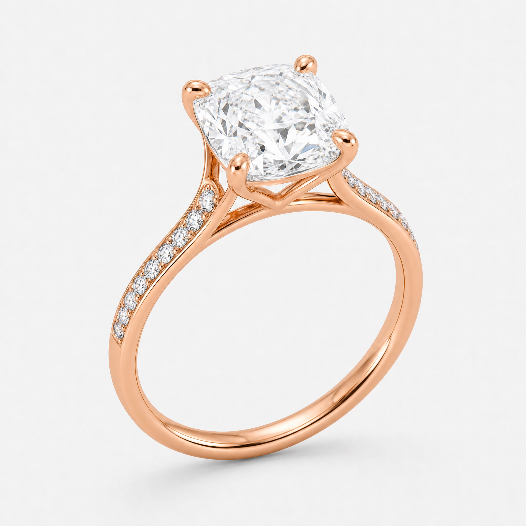 Cushion Cut Cathedral Ring view 2