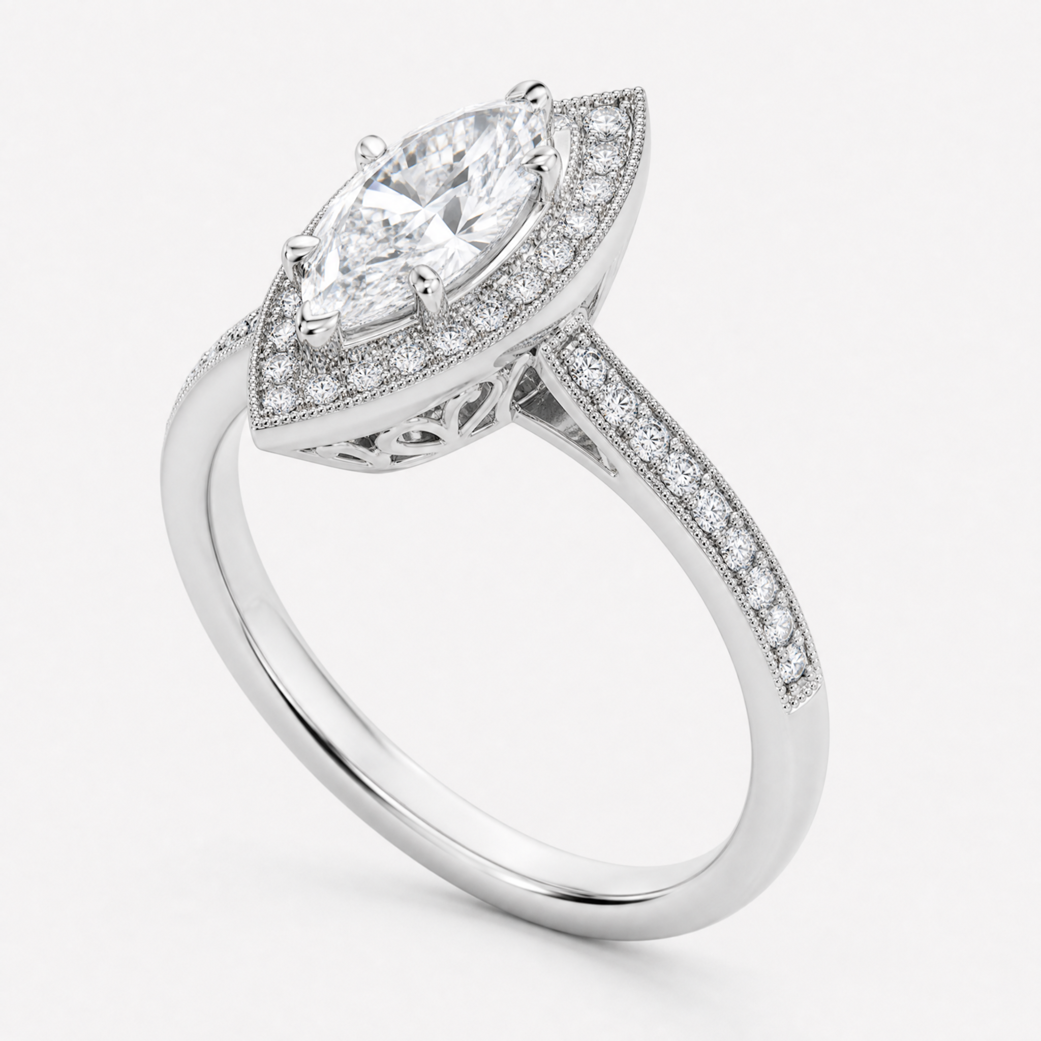 Marquise Vintage Halo Ring view 2