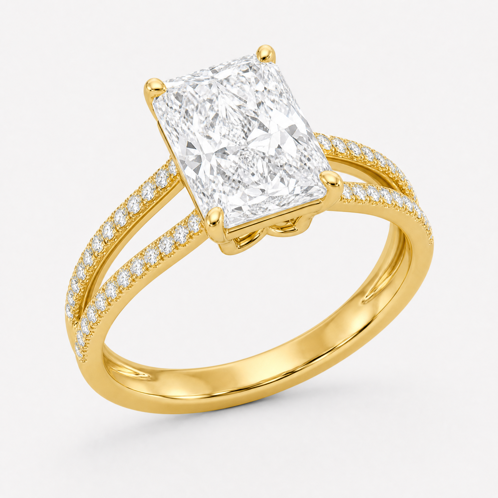 Radiant Cut Split Shank Ring view 2