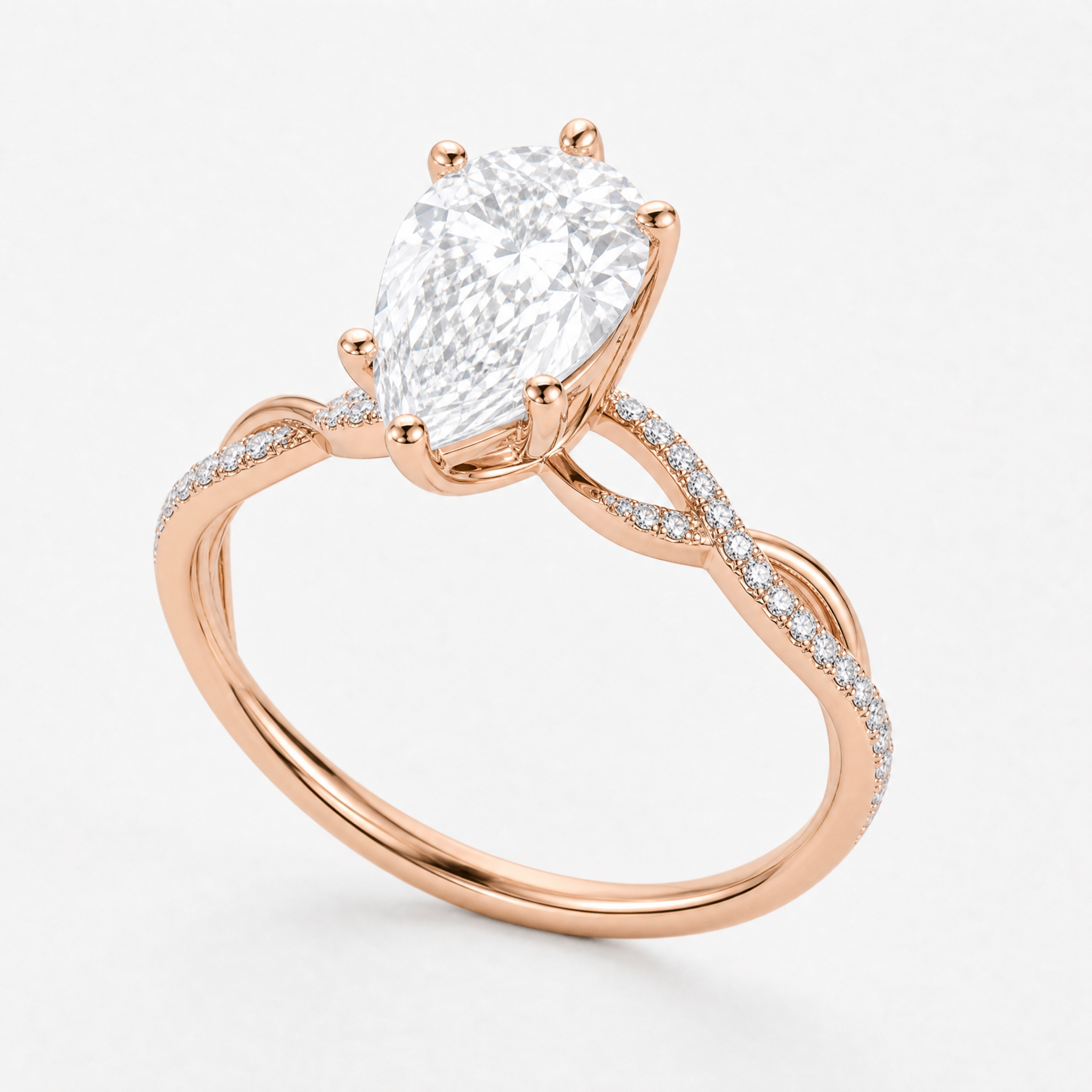 Pear Cut Twisted Band Ring view 2