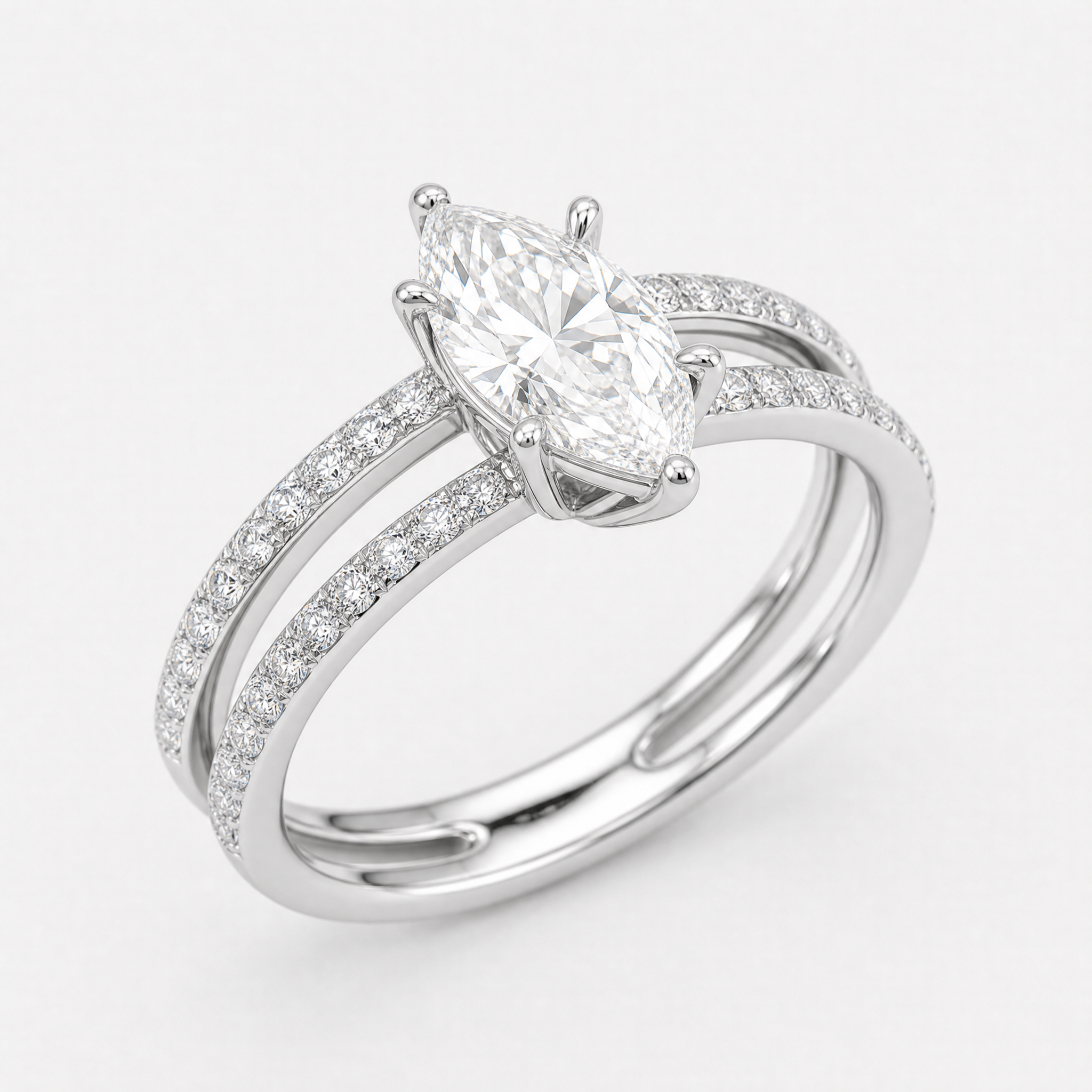 Marquise Double Band Ring view 2