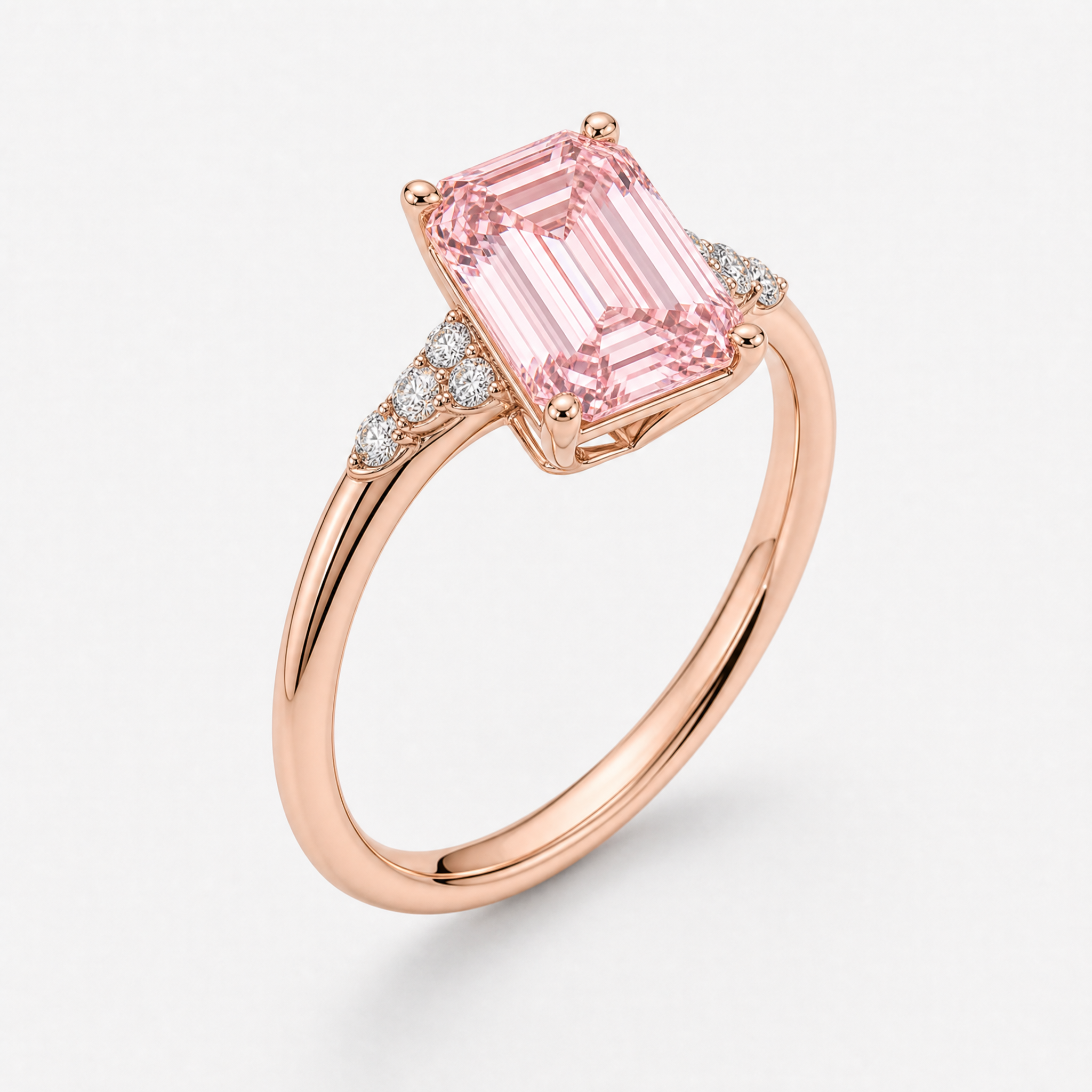 Pink Emerald Cut Ring view 2