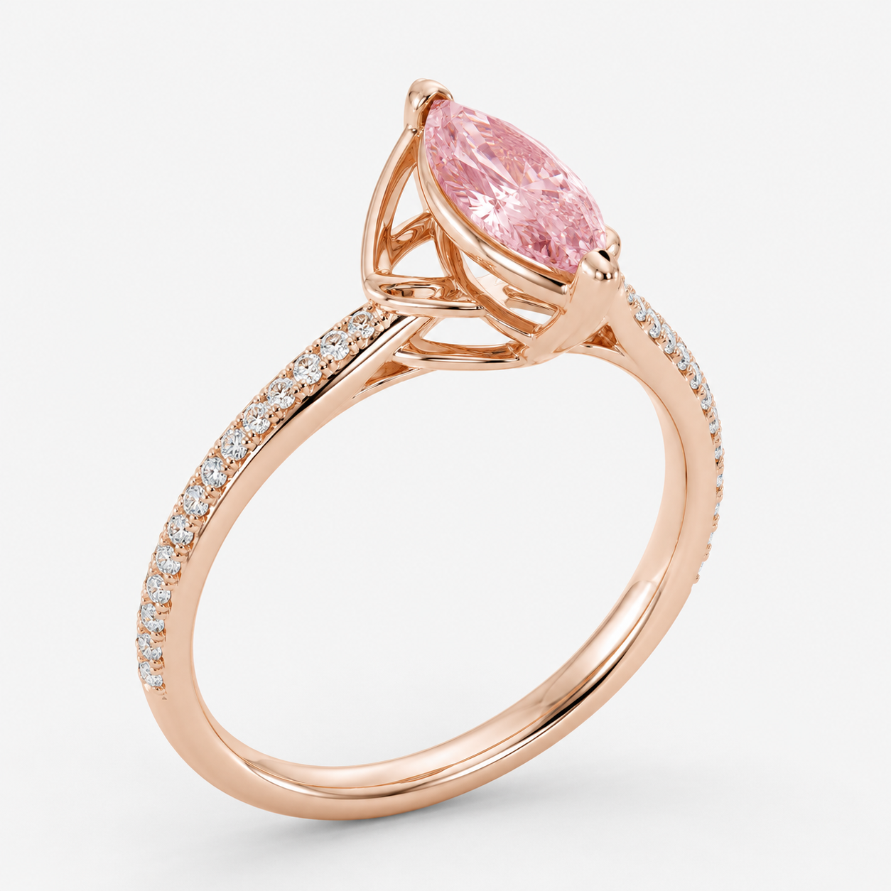 Pink Marquise Open Bypass Ring view 2