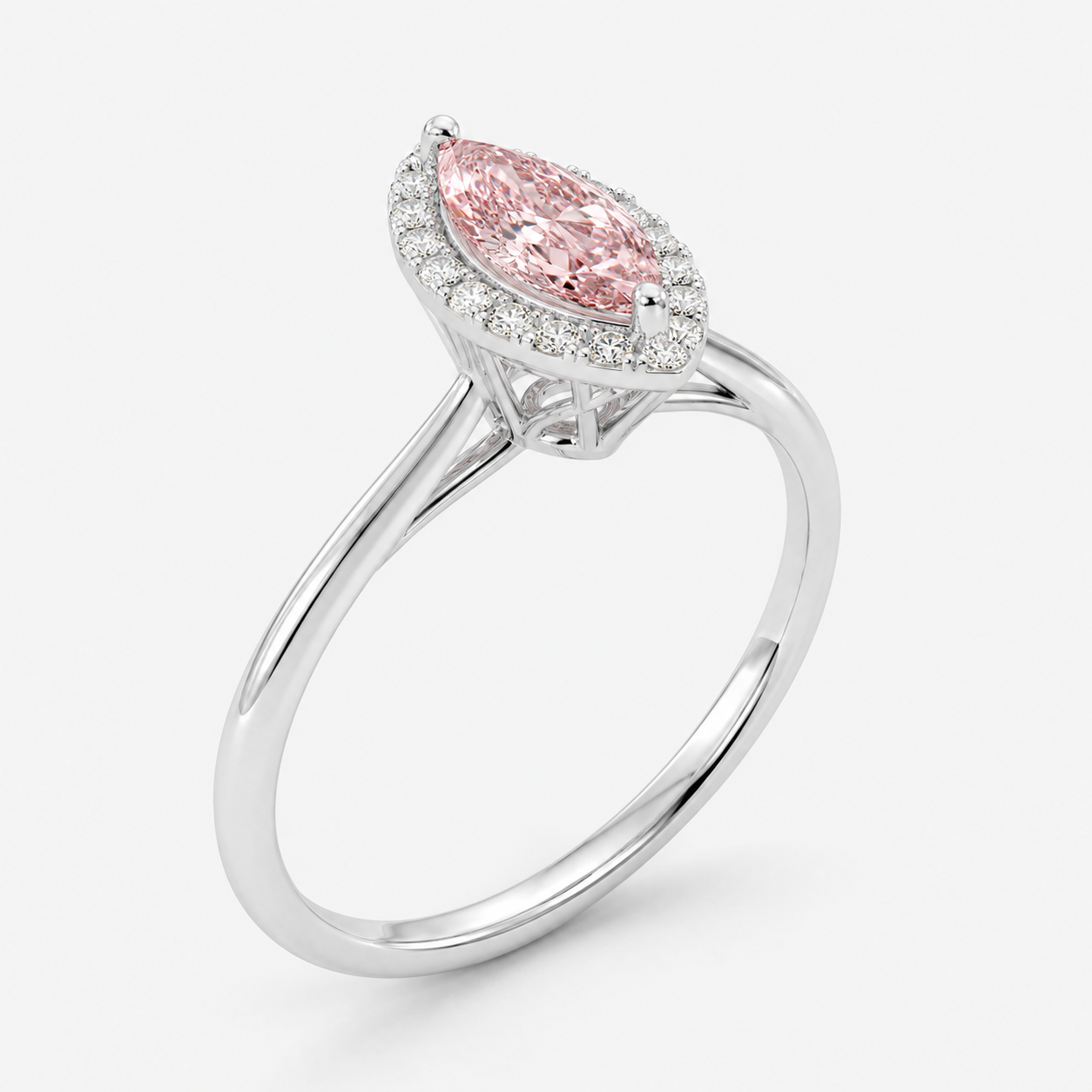 Pink Marquise Petite Halo Stack Ring view 2