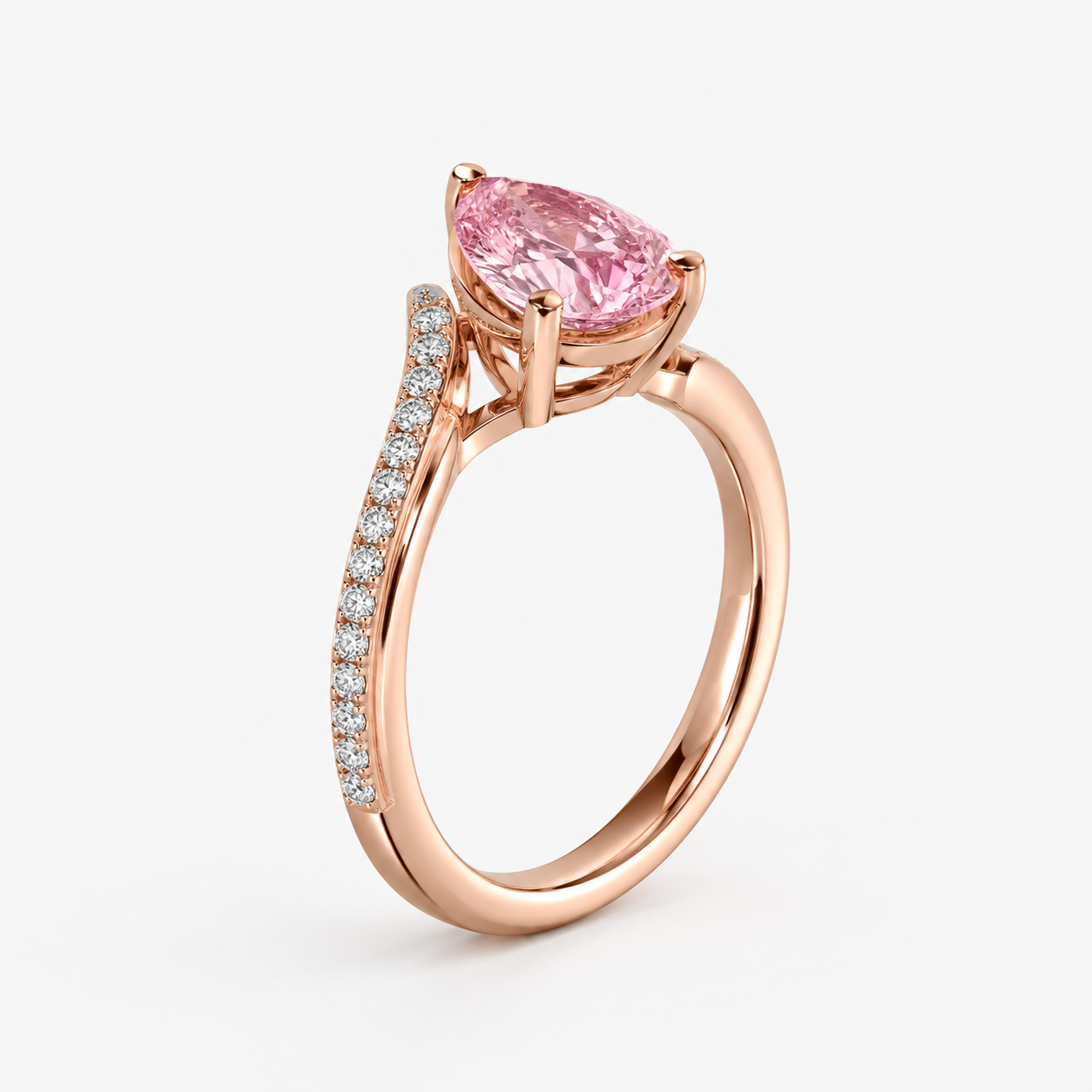 Pink Pear Sculptural Bypass Ring view 2