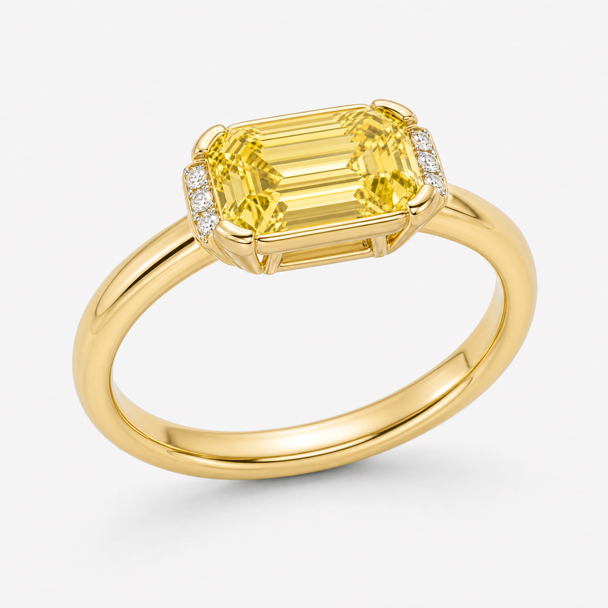 Yellow Emerald East-West Ring view 2
