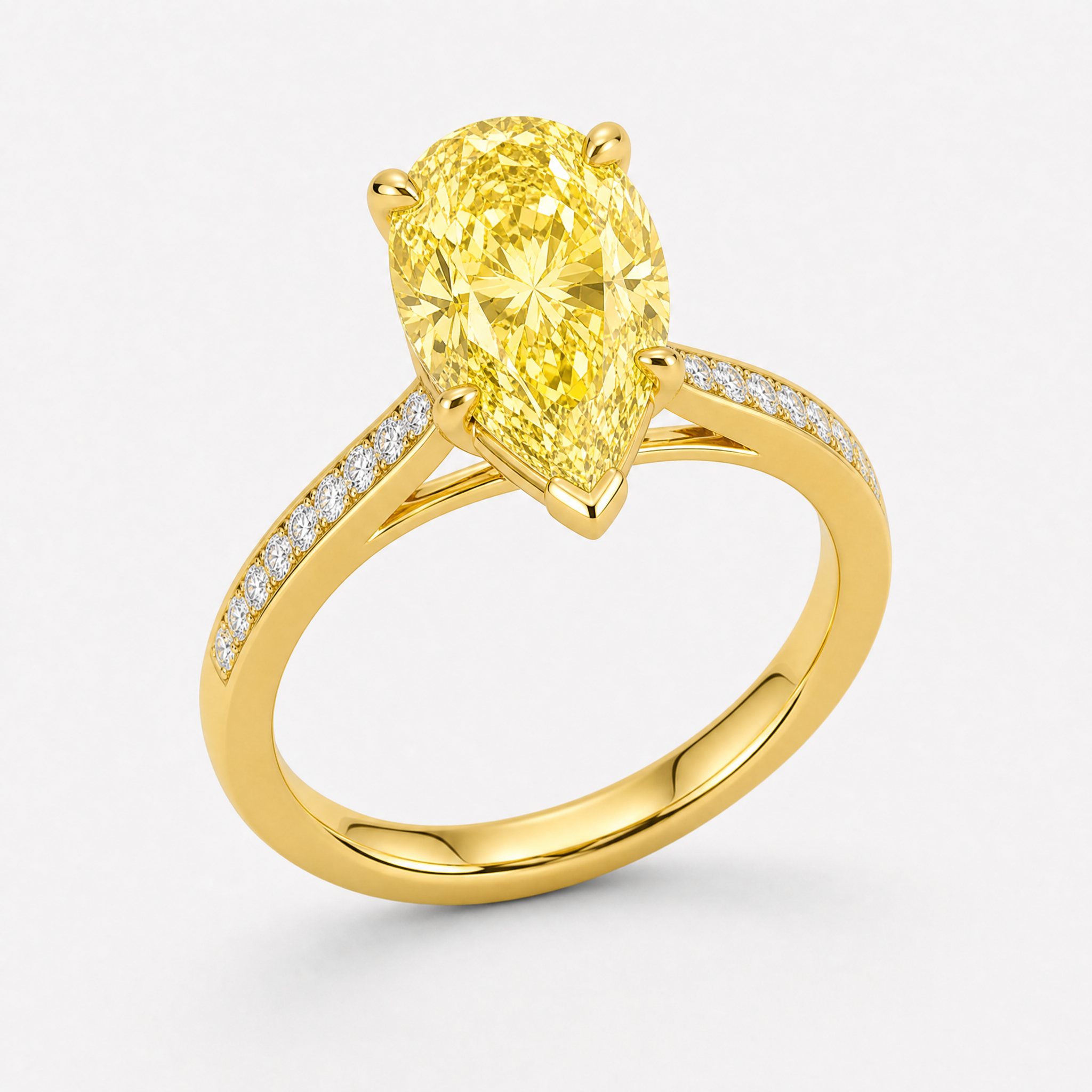 Yellow Pear V-Prong Ring view 2