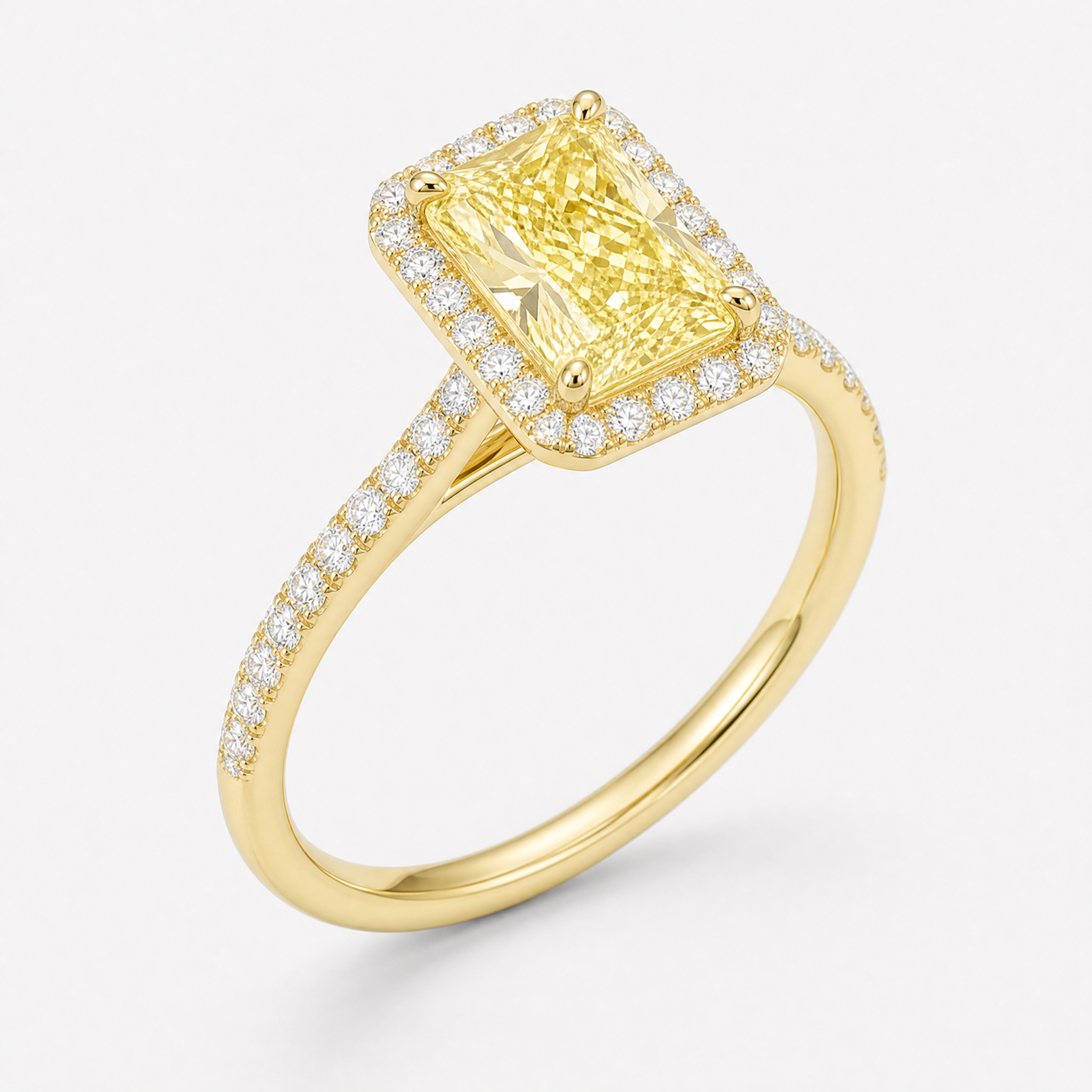 Yellow Radiant Petite Halo Ring view 2