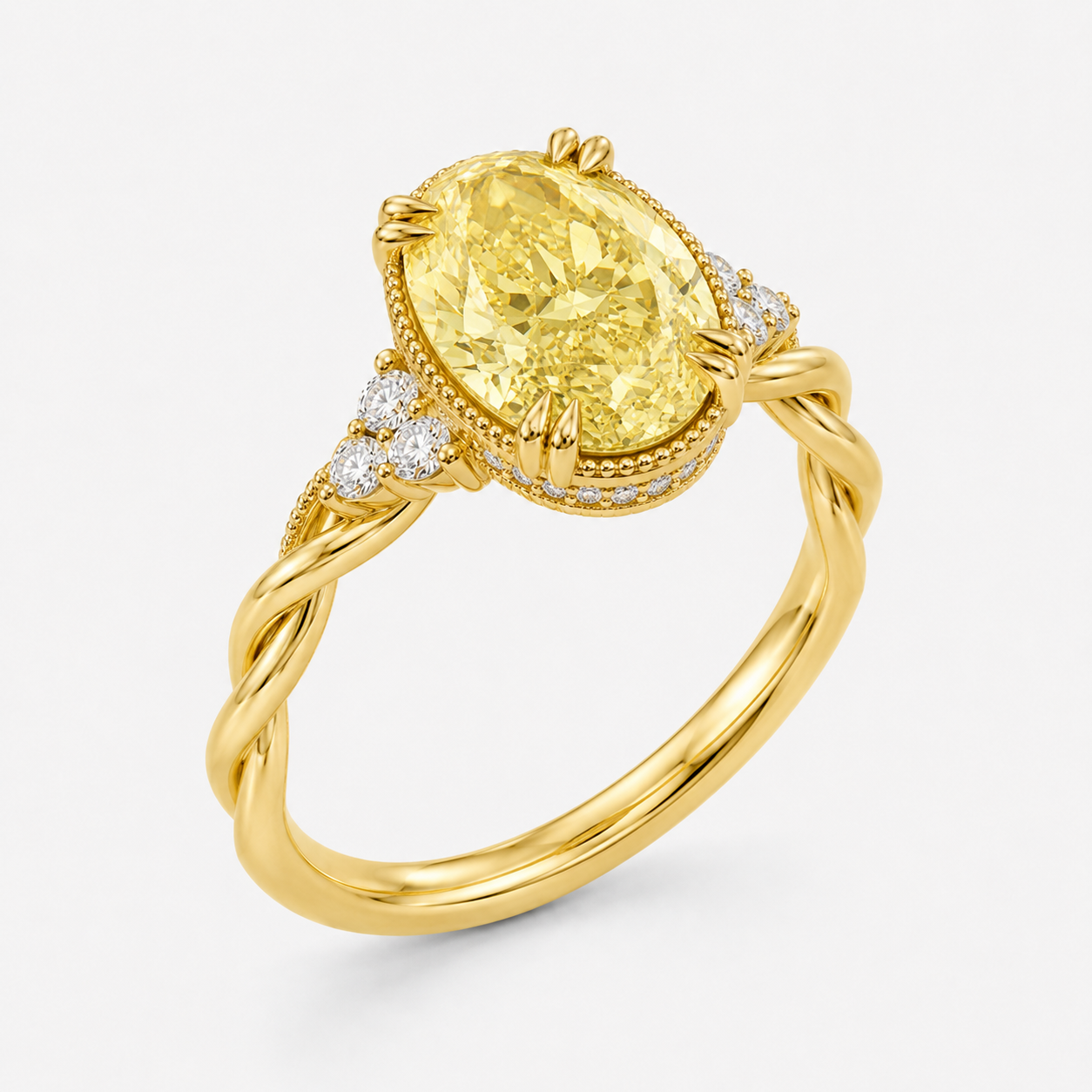 Yellow Oval Vintage Rope Ring view 2